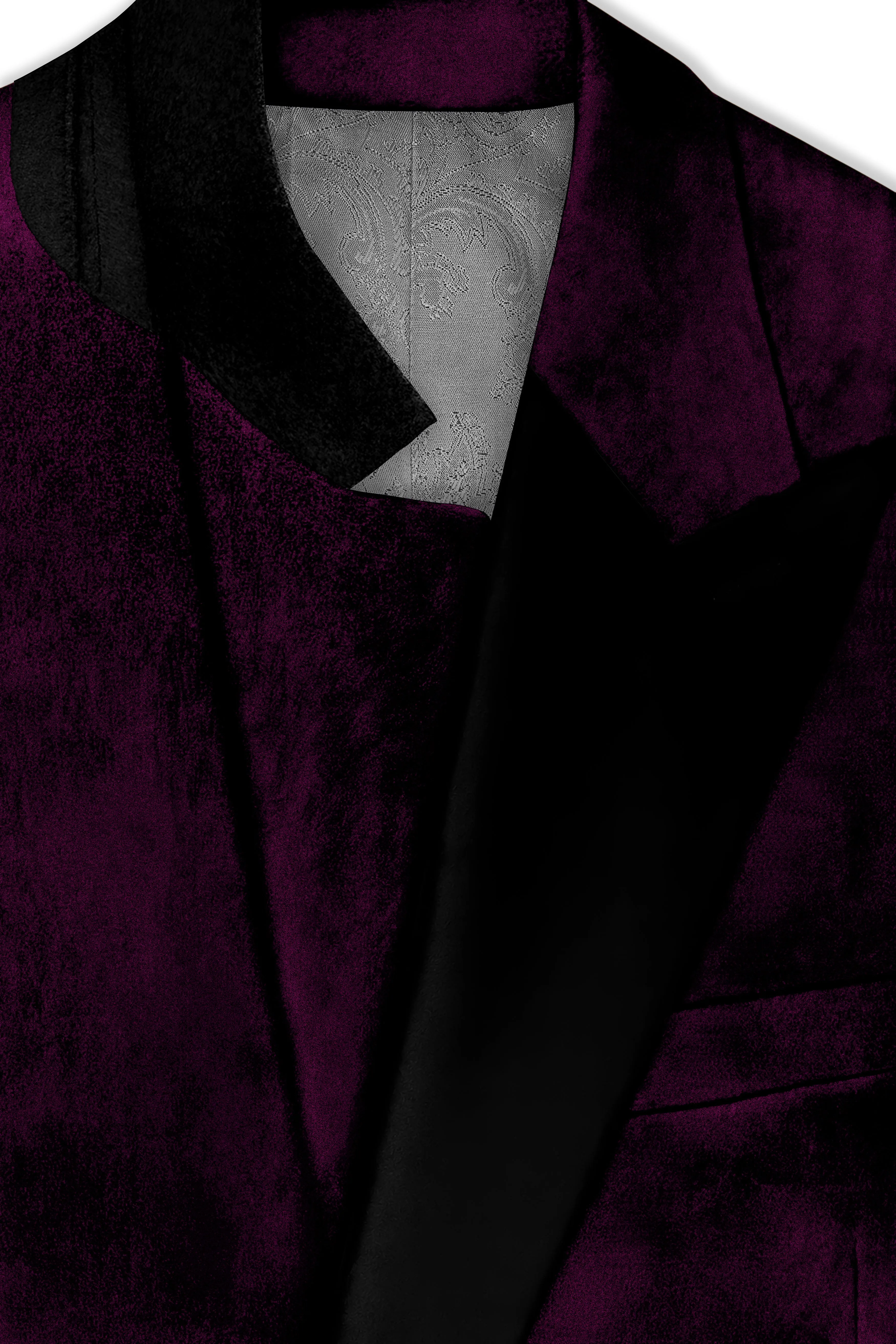Merlot-Asphalt Wine Purple Velvet Peak Lapel Tuxedo Blazer sold by French Crown product image thumbnail 5
