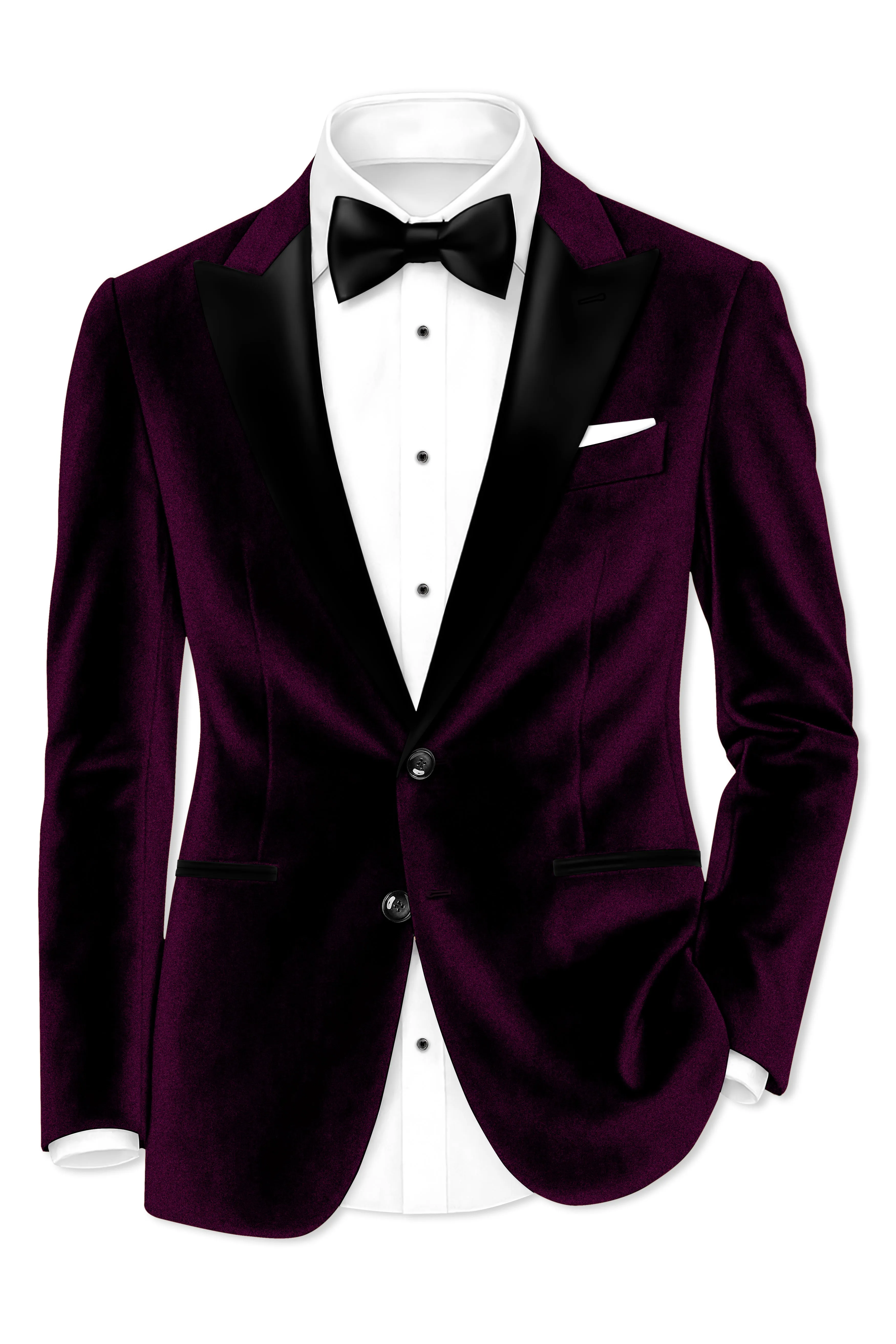 Merlot-Asphalt Wine Purple Velvet Peak Lapel Tuxedo Blazer sold by French Crown product image thumbnail 2