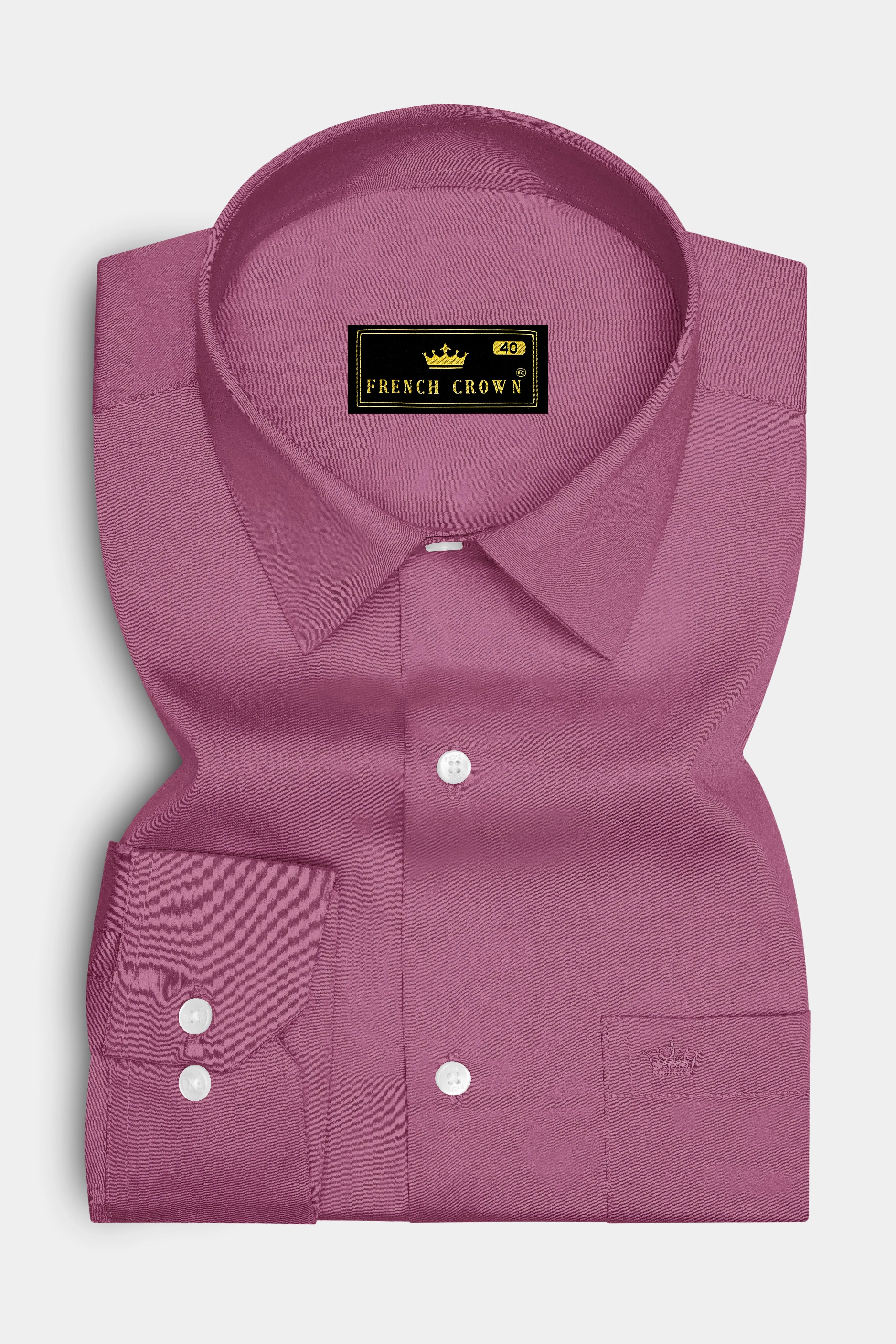 Stelloro-Cosmic Pink Subtle Sheen Super Soft Premium Cotton Dress Shirt sold by French Crown product image thumbnail 4