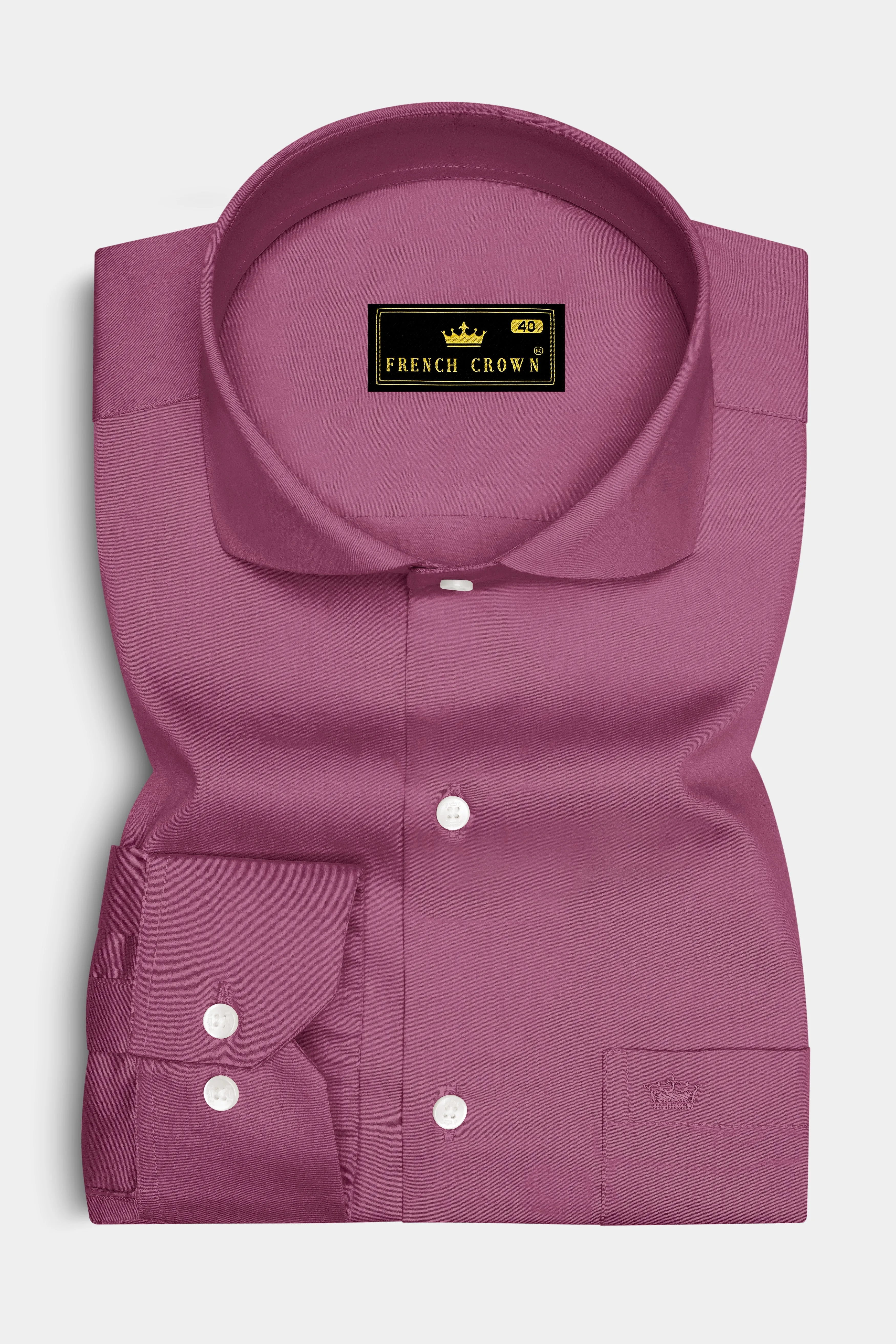 Stelloro-Cosmic Pink Subtle Sheen Super Soft Premium Cotton Cut Away Collar Dress Shirt sold by French Crown product image thumbnail 4