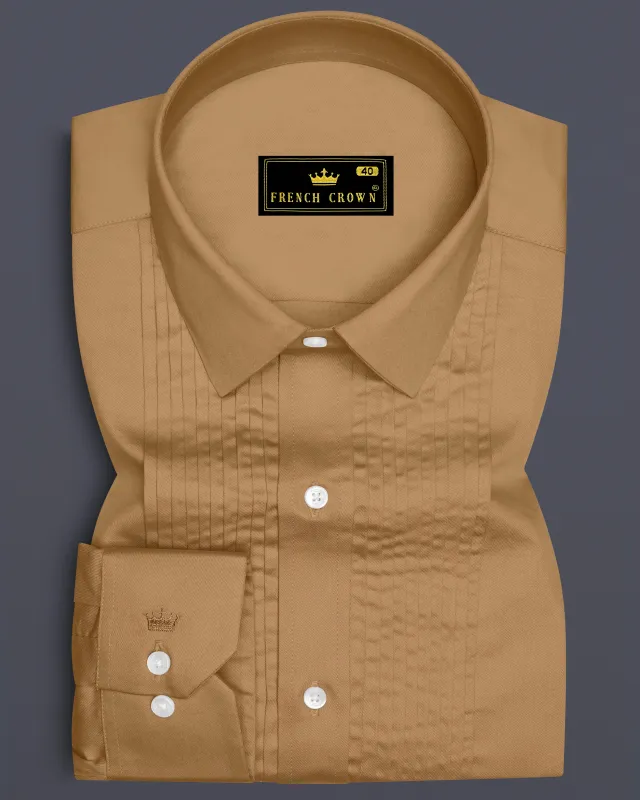 Woodoro-Driftwood Yellow Subtle Sheen Super Soft Premium Cotton Tuxedo Dress Shirt sold by French Crown
