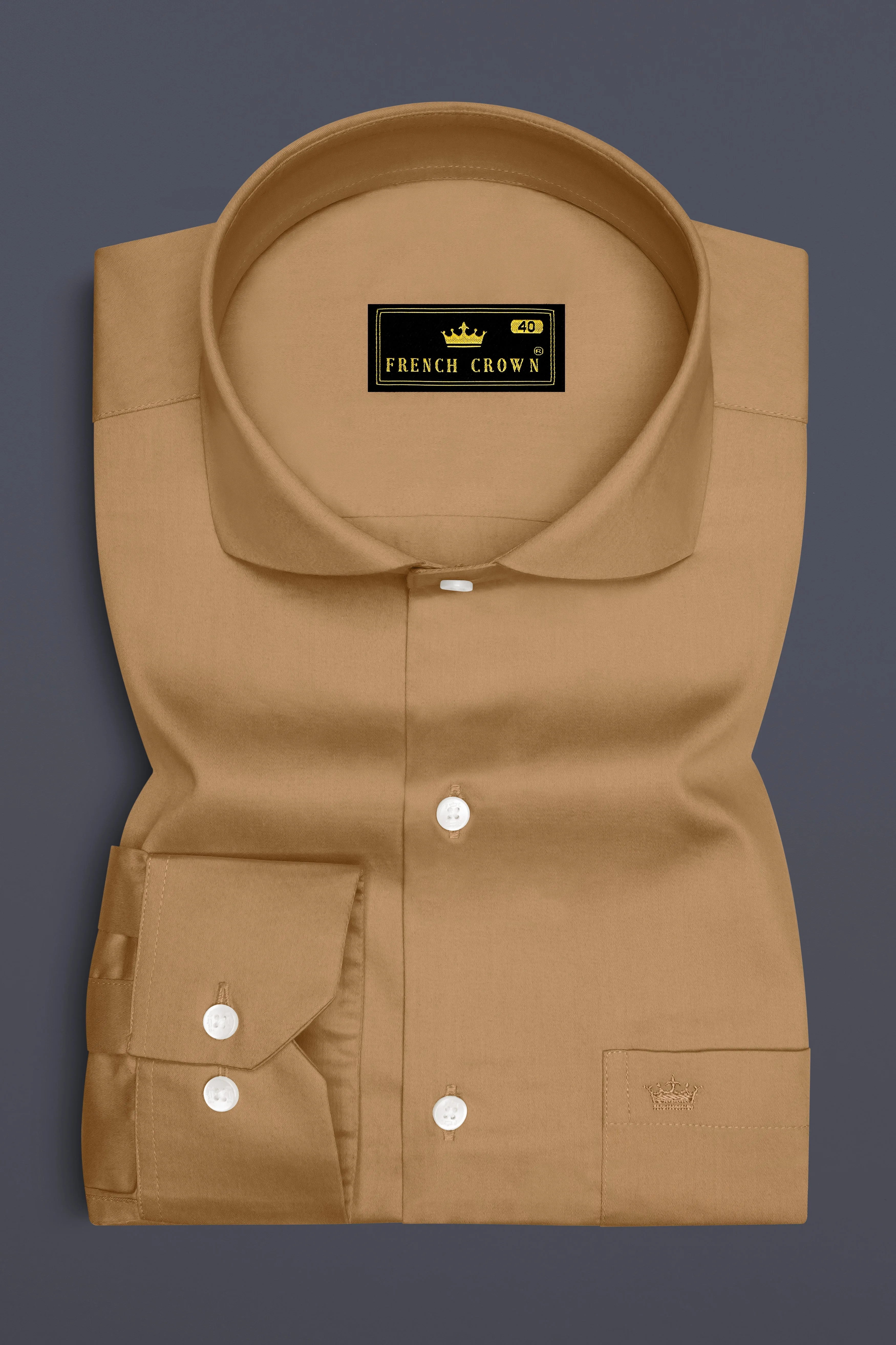 Woodoro-Driftwood Yellow Subtle Sheen Super Soft Premium Cotton Cut Away Collar Dress Shirt sold by French Crown product image thumbnail 4