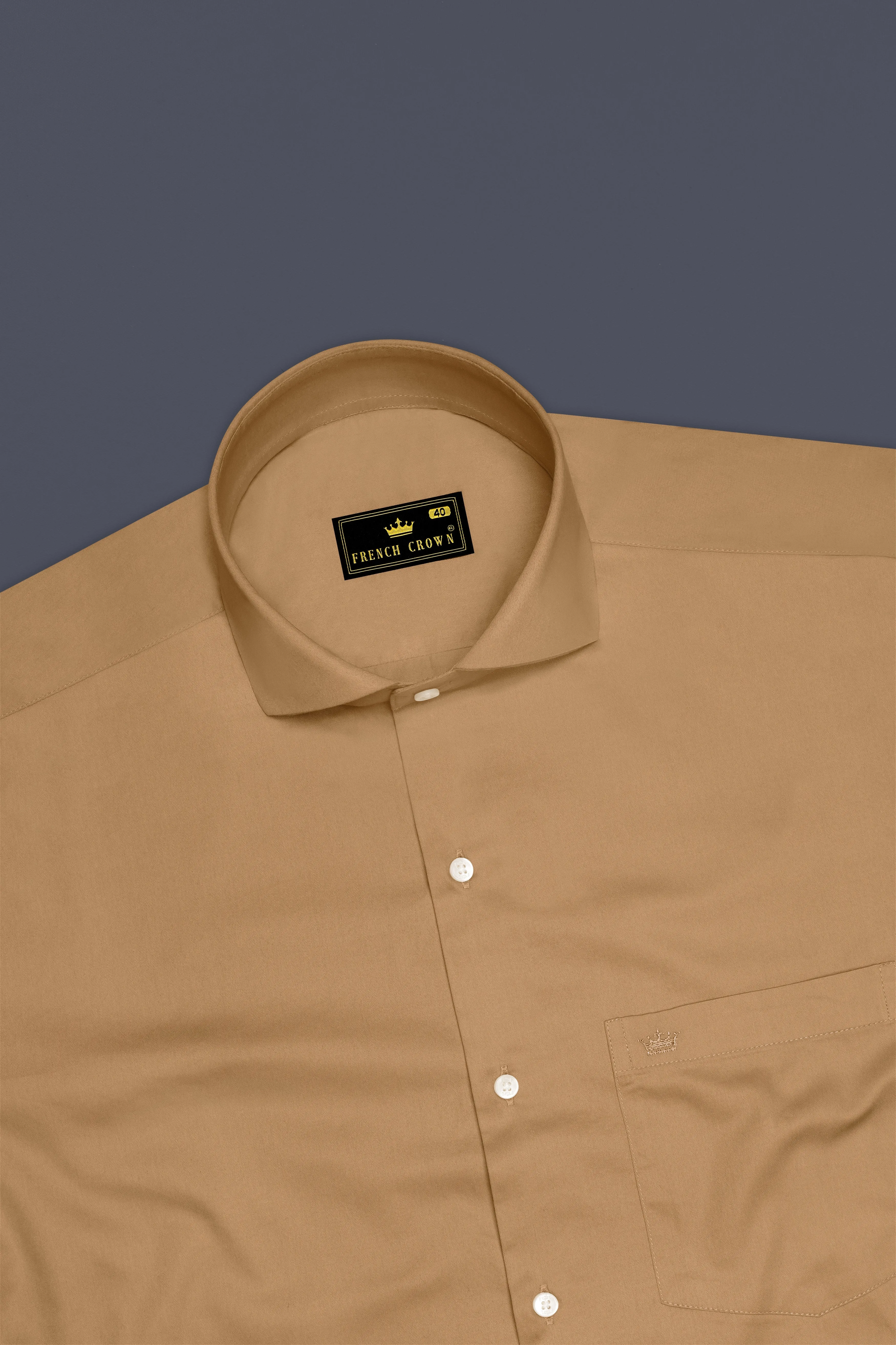 Woodoro-Driftwood Yellow Subtle Sheen Super Soft Premium Cotton Cut Away Collar Dress Shirt sold by French Crown product image thumbnail 5