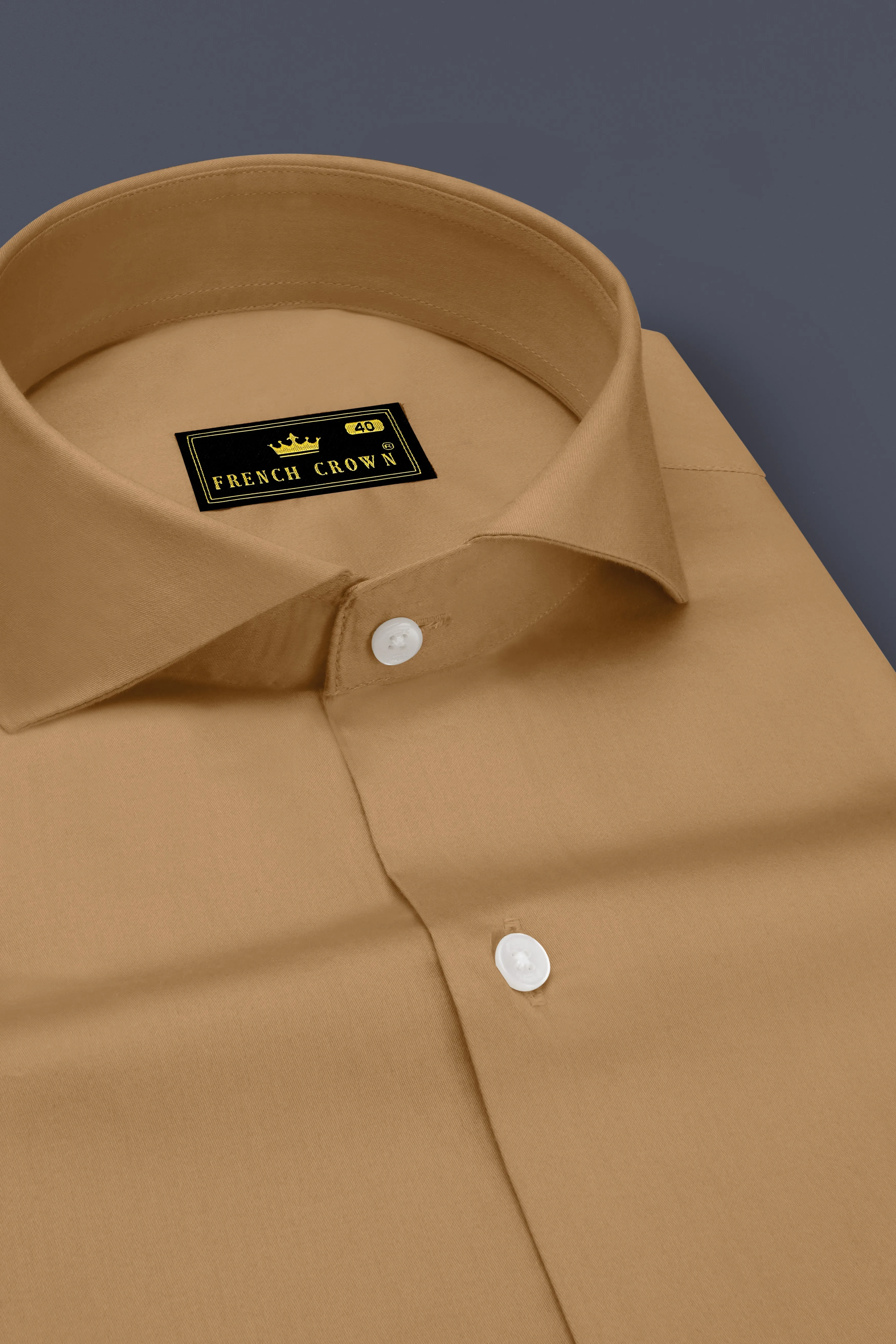 Woodoro-Driftwood Yellow Subtle Sheen Super Soft Premium Cotton Cut Away Collar Dress Shirt sold by French Crown product image thumbnail 2