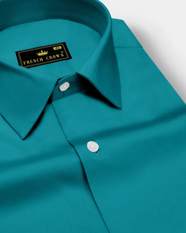 Emeron-Teal green Subtle Sheen Super Soft Premium Cotton Dress Shirt sold by French Crown