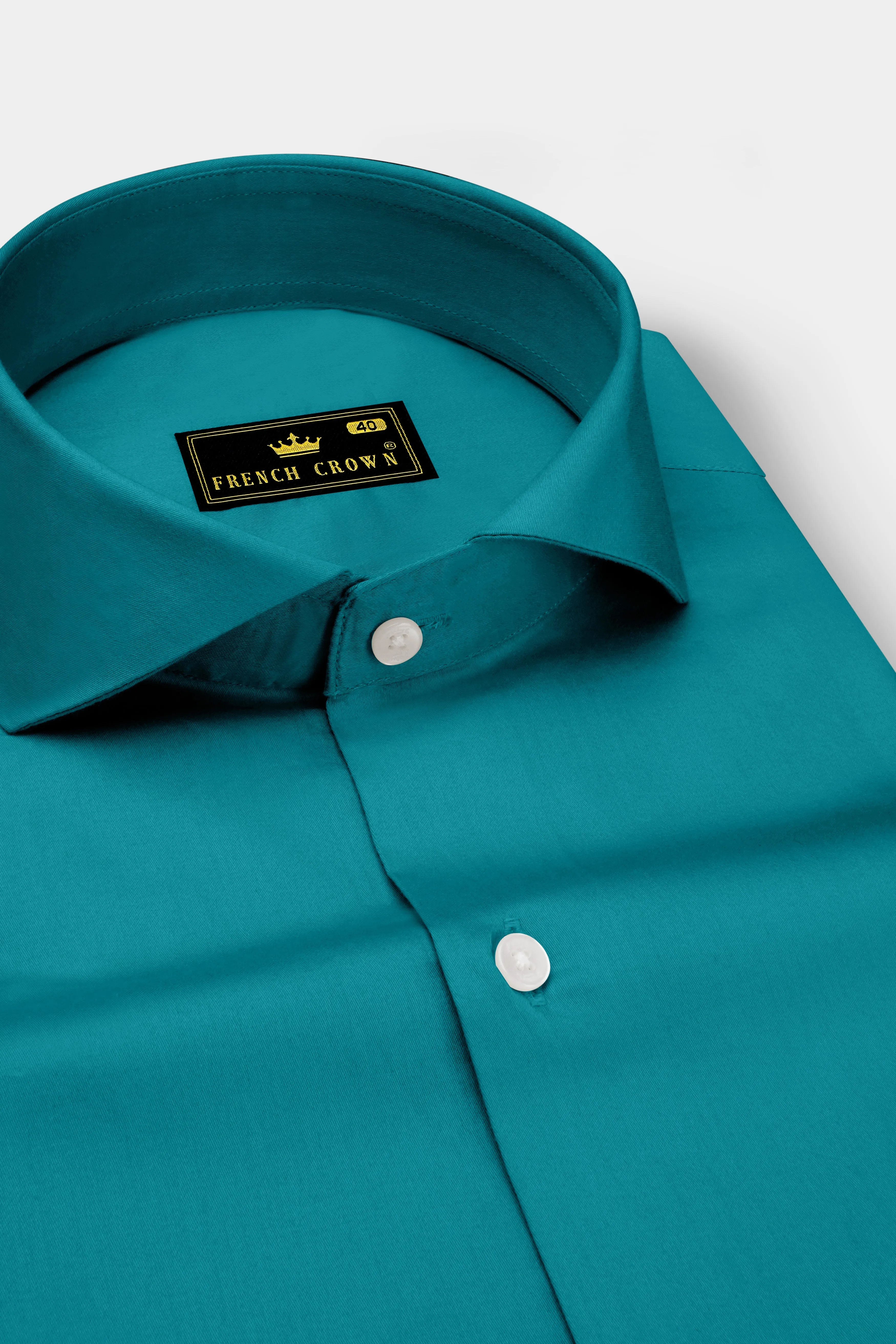 Emeron-Teal green Subtle Sheen Super Soft Premium Cotton Cut Away Collar Dress Shirt sold by French Crown product image thumbnail 2