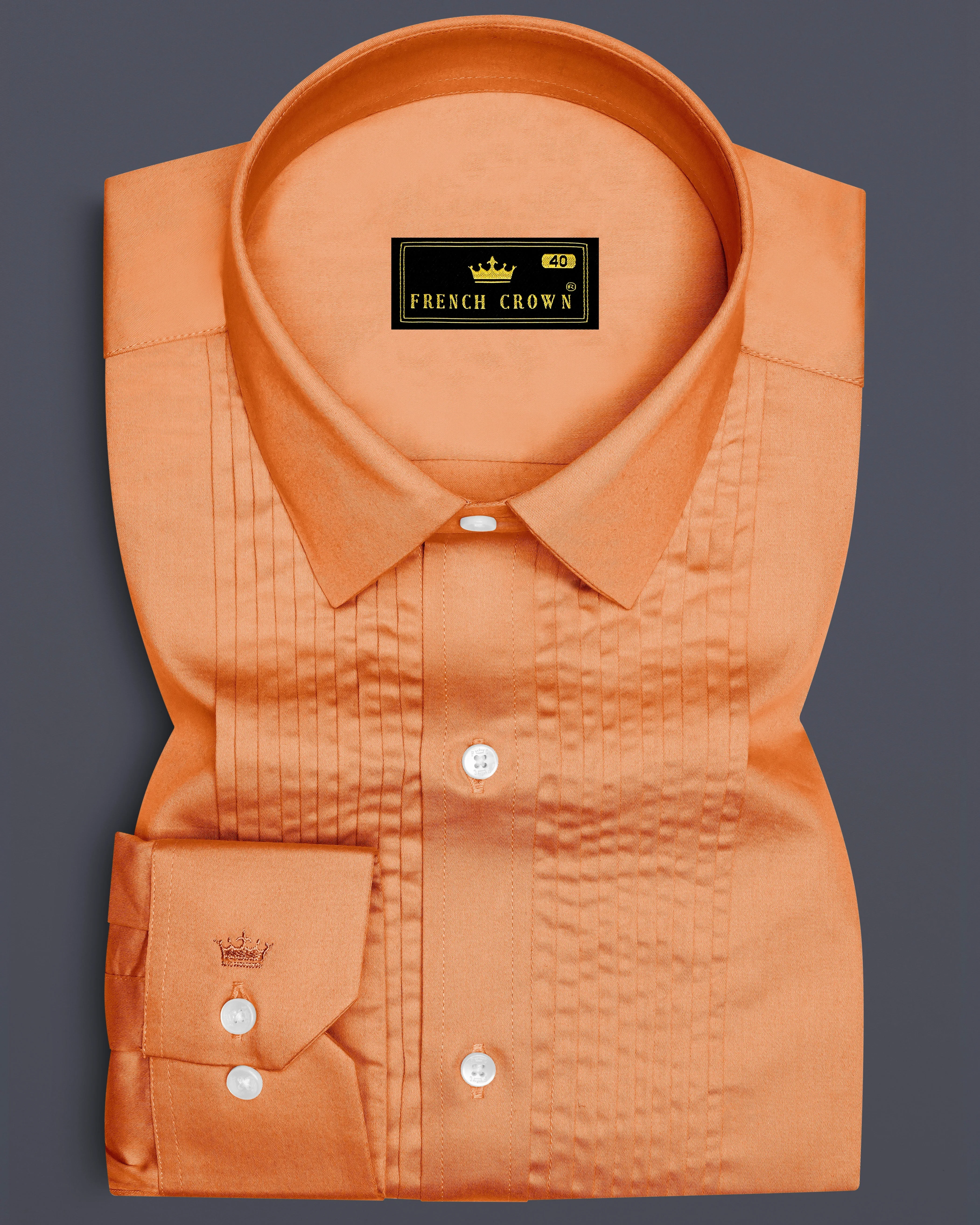 Safforo-Persian Orange Subtle Sheen Super Soft Premium Cotton Tuxedo Dress Shirt sold by French Crown