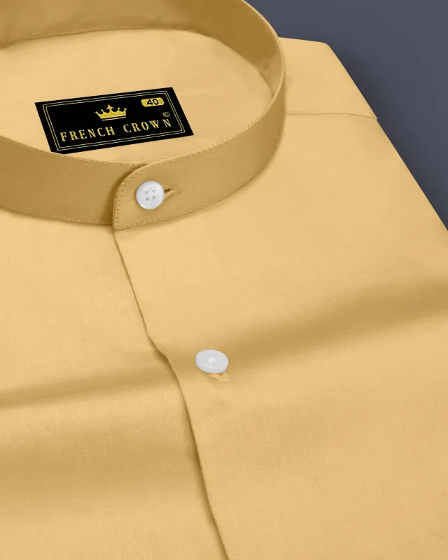 Aurion-Desert Yellow Subtle Sheen Super Soft Premium Cotton Mandarin Dress Shirt sold by French Crown