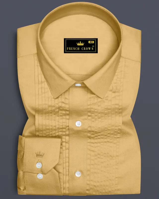 Aurion-Desert Yellow Subtle Sheen Super Soft Premium Cotton Tuxedo Dress Shirt sold by French Crown