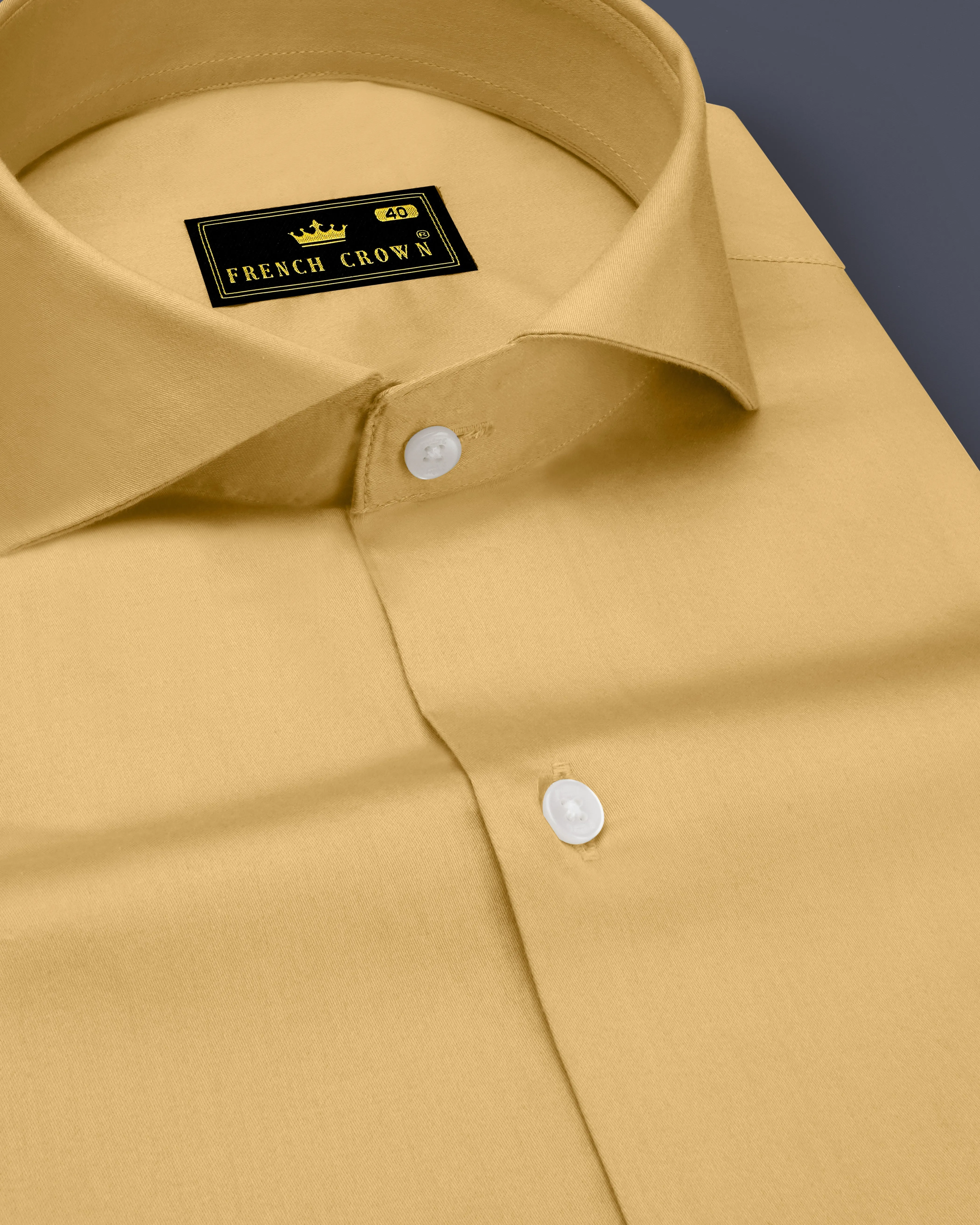 Aurion-Desert Yellow Subtle Sheen Super Soft Premium Cotton Cut Away Collar Dress Shirt sold by French Crown