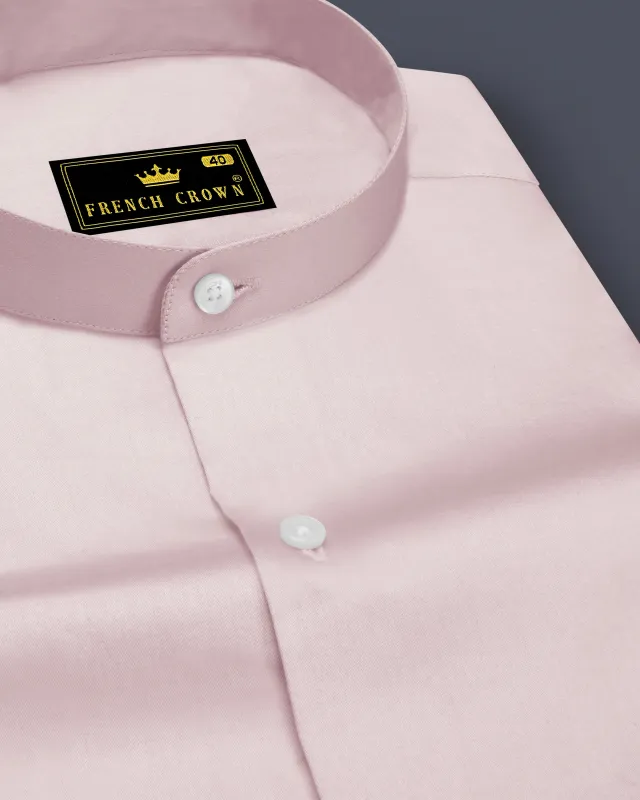 Lumivon-Silver Cream Subtle Sheen Super Soft Premium Cotton Mandarin Dress Shirt sold by French Crown