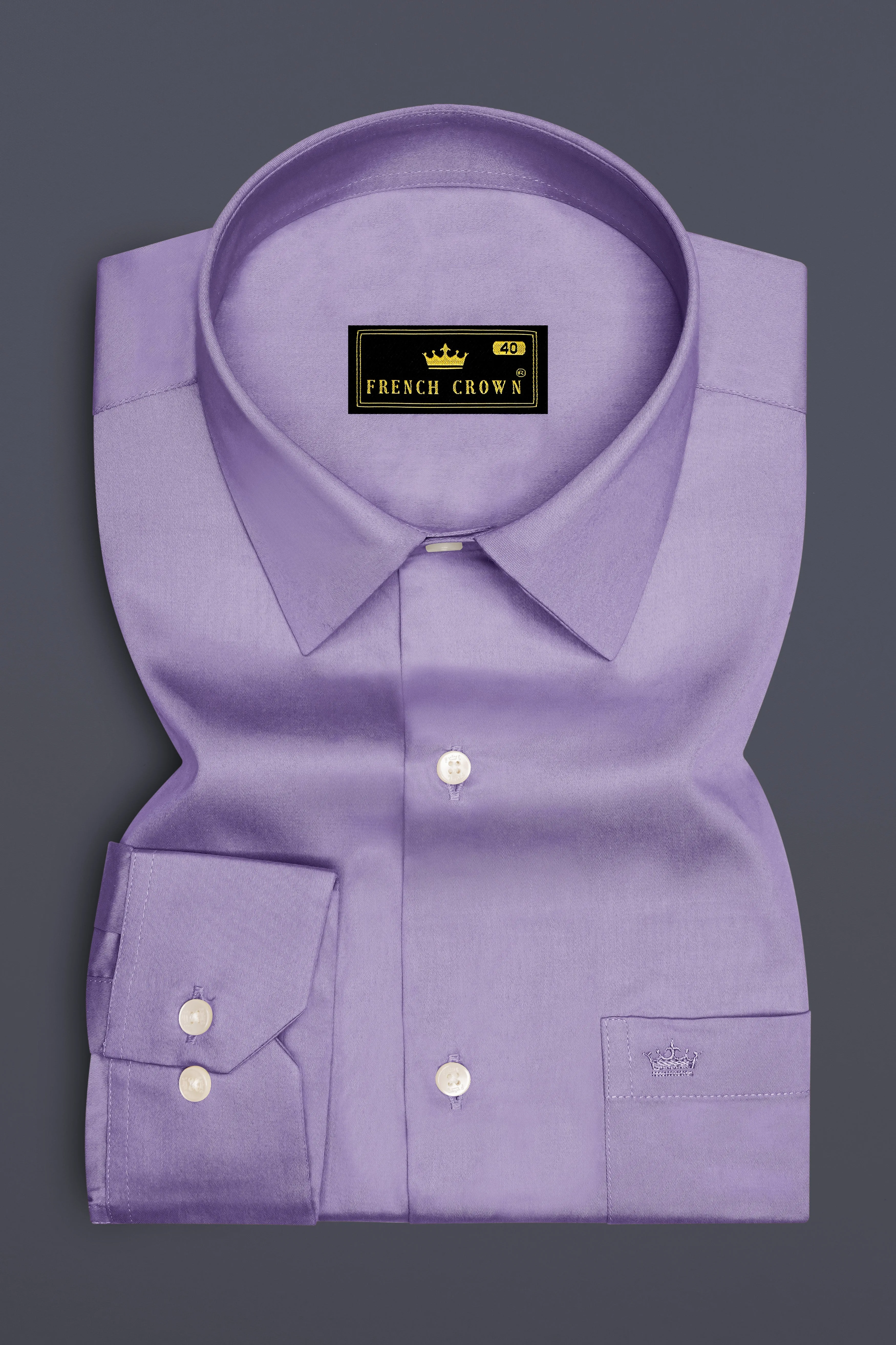 Lavero-Pastel Purple Subtle Sheen Super Soft Premium Cotton Dress Shirt sold by French Crown product image thumbnail 4