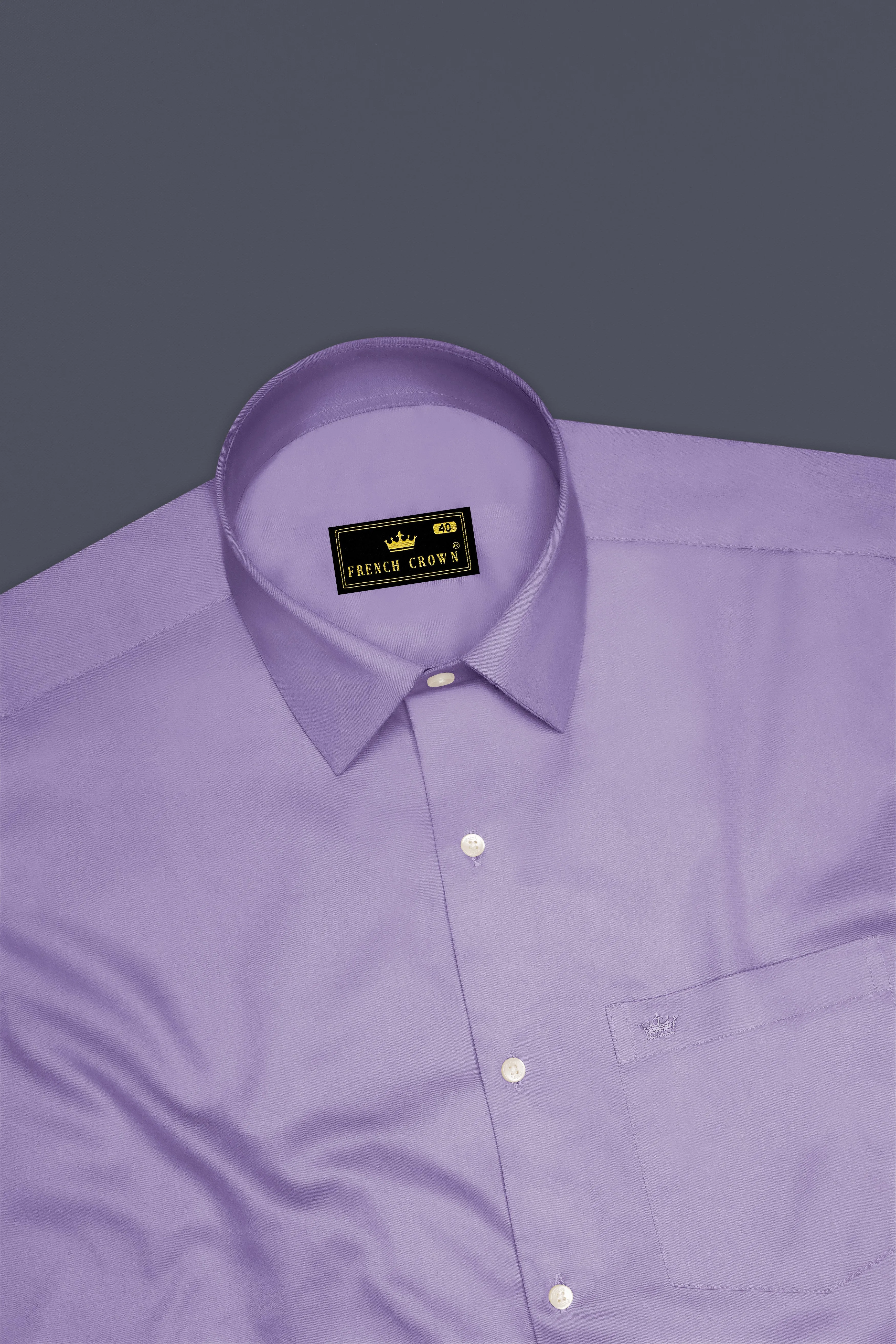 Lavero-Pastel Purple Subtle Sheen Super Soft Premium Cotton Dress Shirt sold by French Crown product image thumbnail 5