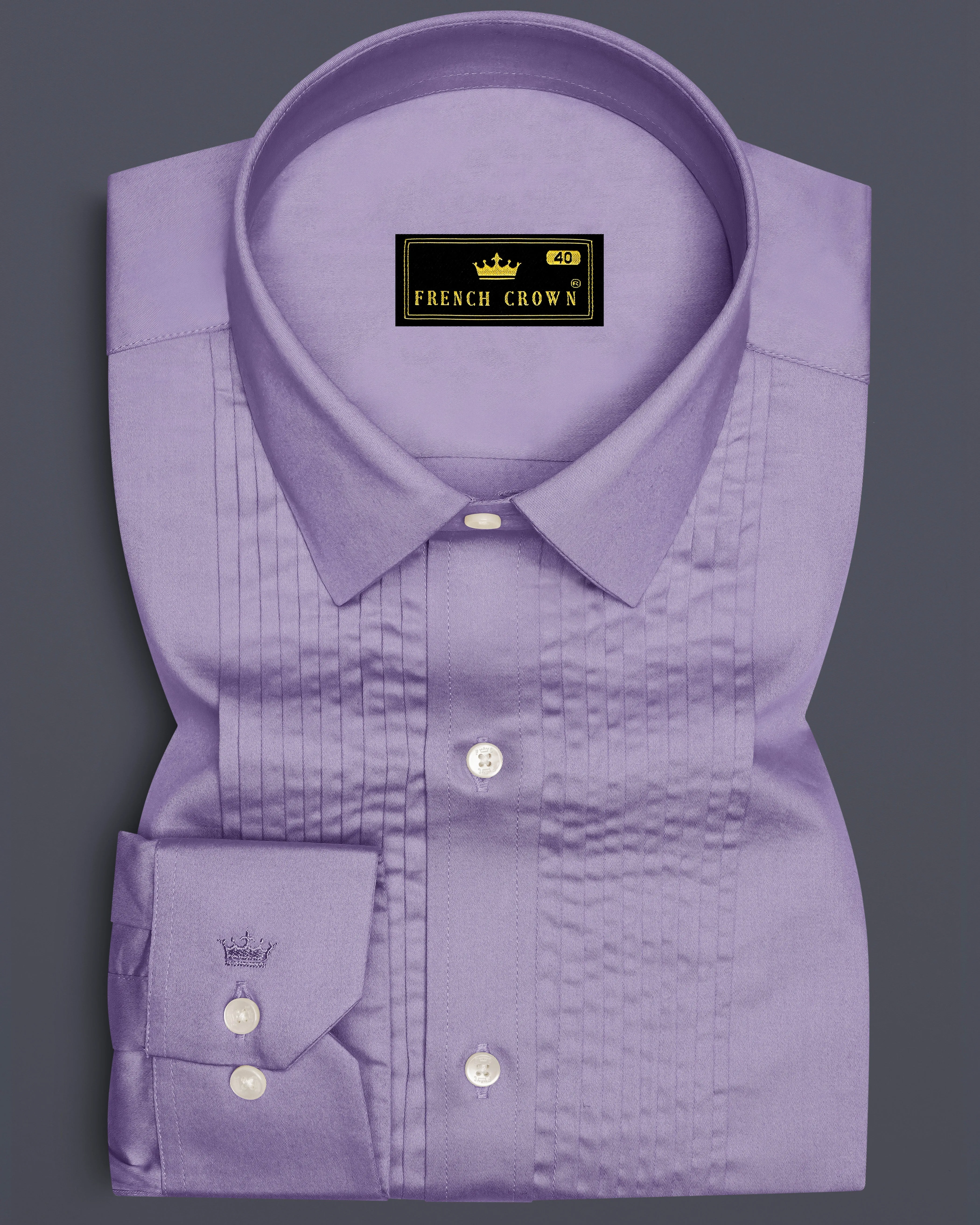 Lavero-Pastel Purple Subtle Sheen Super Soft Premium Cotton Tuxedo Dress Shirt sold by French Crown
