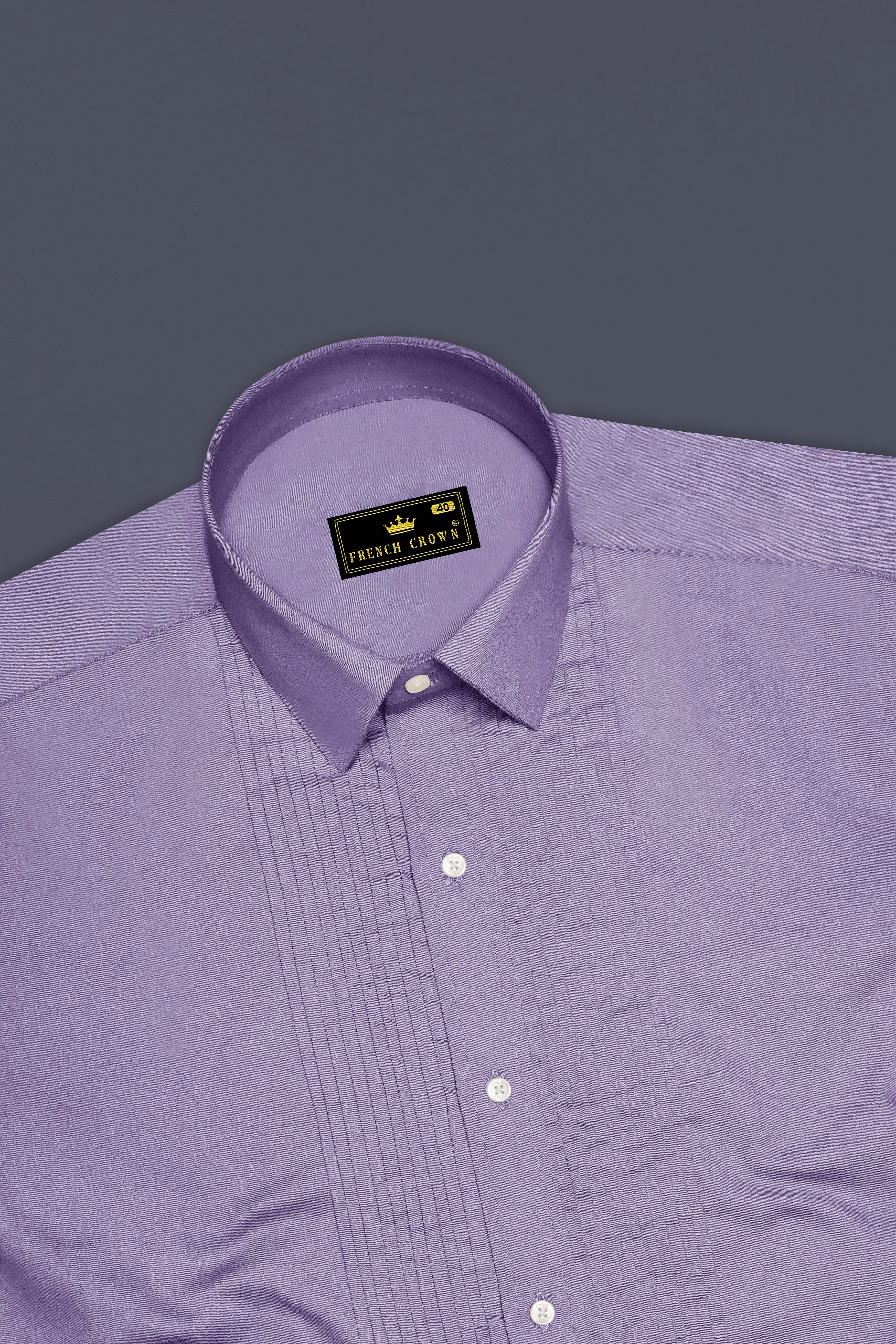 Lavero-Pastel Purple Subtle Sheen Super Soft Premium Cotton Tuxedo Dress Shirt sold by French Crown product image thumbnail 5