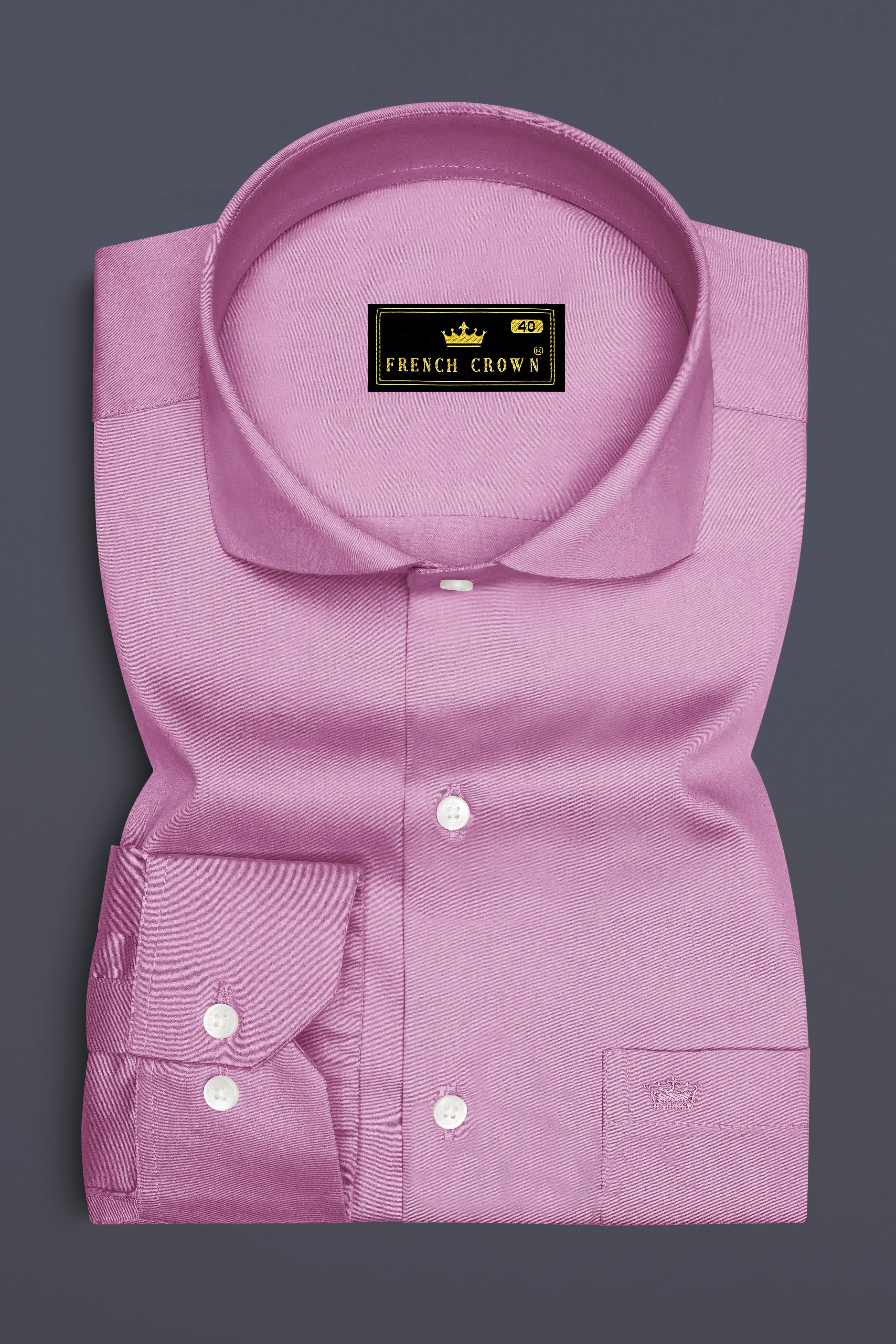 Blushoro-Viola Pink Subtle Sheen Super Soft Premium Cotton Cut Away Collar Dress Shirt sold by French Crown product image thumbnail 4