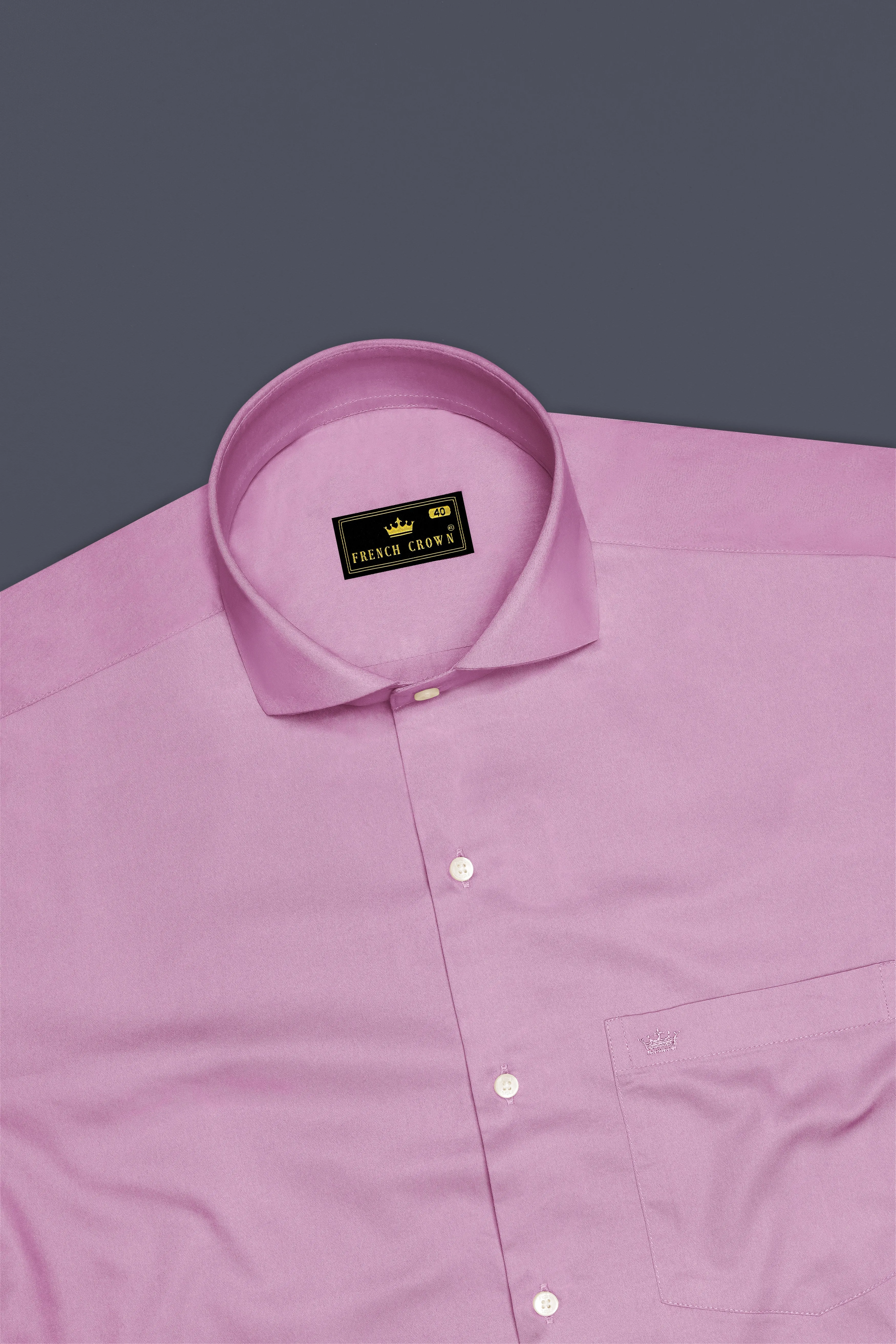 Blushoro-Viola Pink Subtle Sheen Super Soft Premium Cotton Cut Away Collar Dress Shirt sold by French Crown product image thumbnail 5