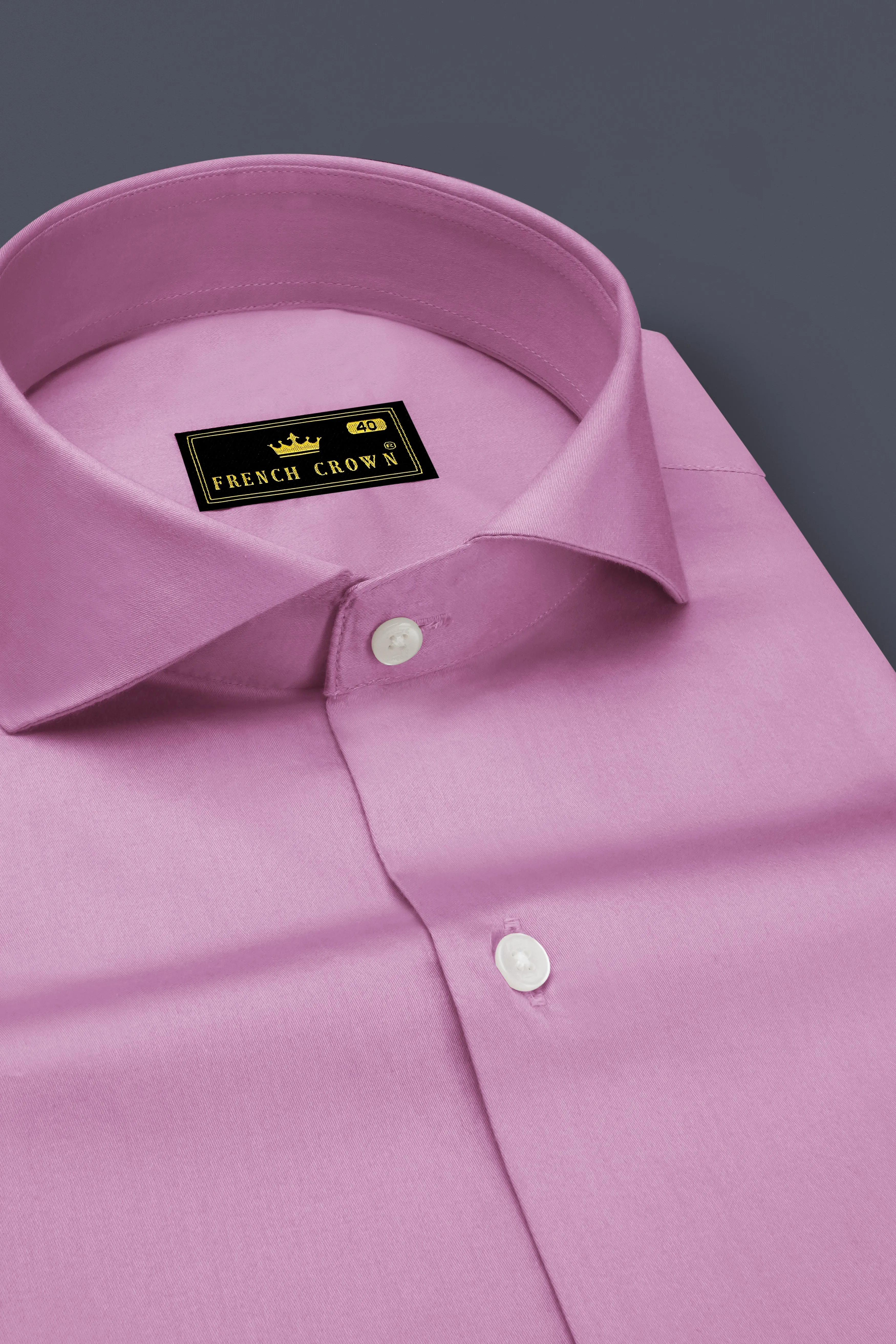 Blushoro-Viola Pink Subtle Sheen Super Soft Premium Cotton Cut Away Collar Dress Shirt sold by French Crown product image thumbnail 2