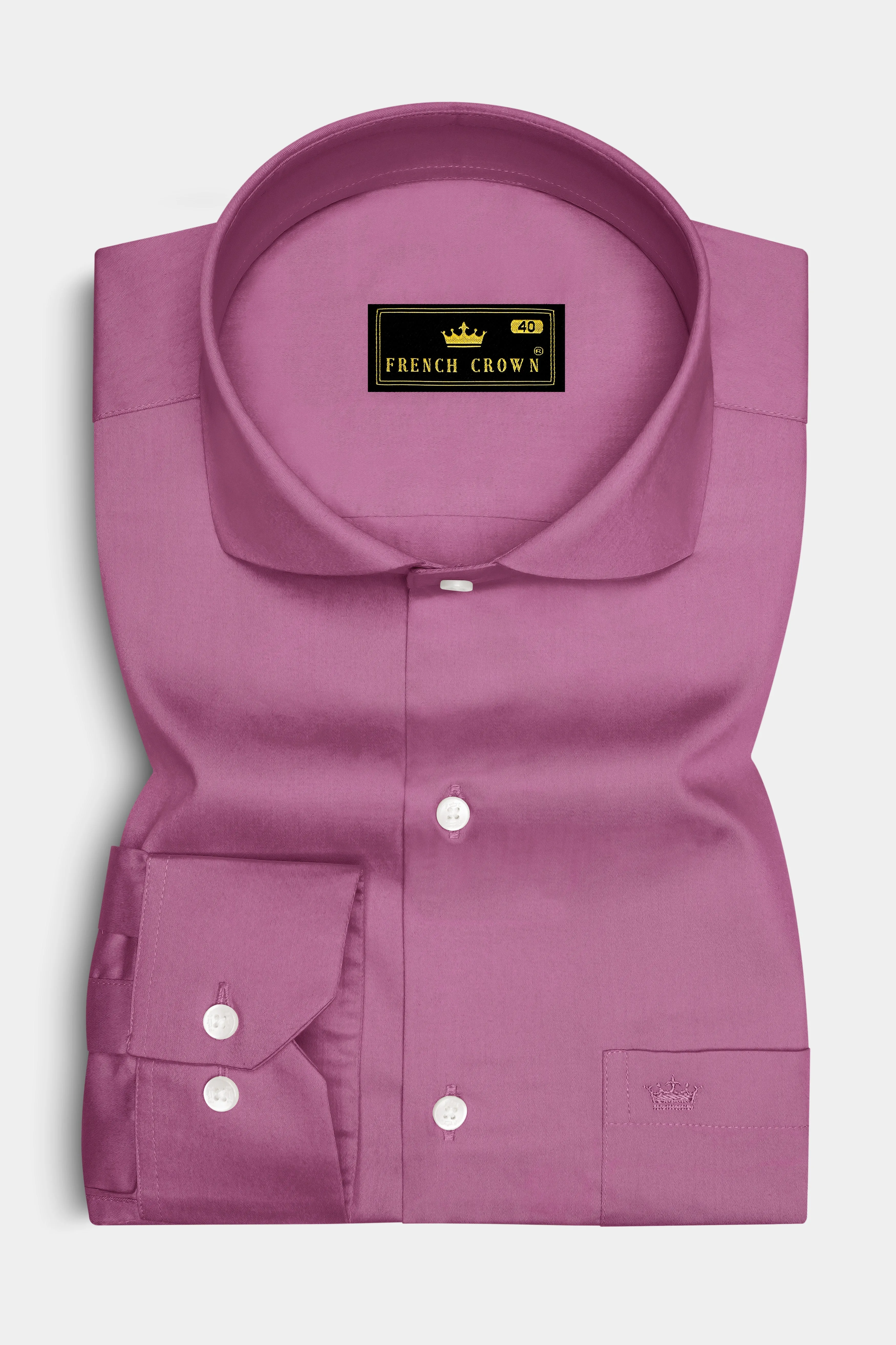 Rosavelle-Tapestry Pink Subtle Sheen Super Soft Premium Cotton Cut Away Collar Dress Shirt sold by French Crown product image thumbnail 4
