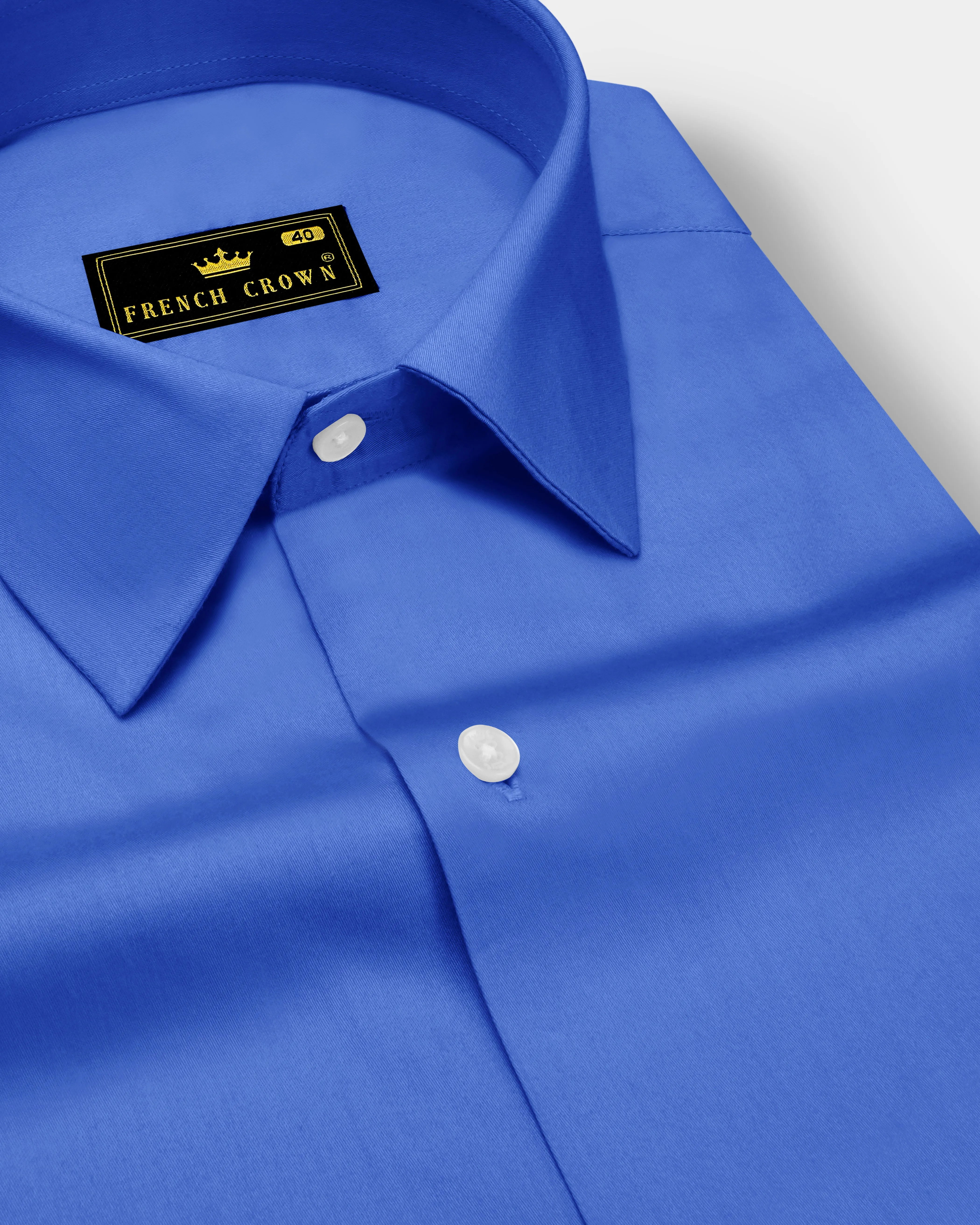 Azurion-Mariner Blue Subtle Sheen Super Soft Premium Cotton Dress Shirt sold by French Crown