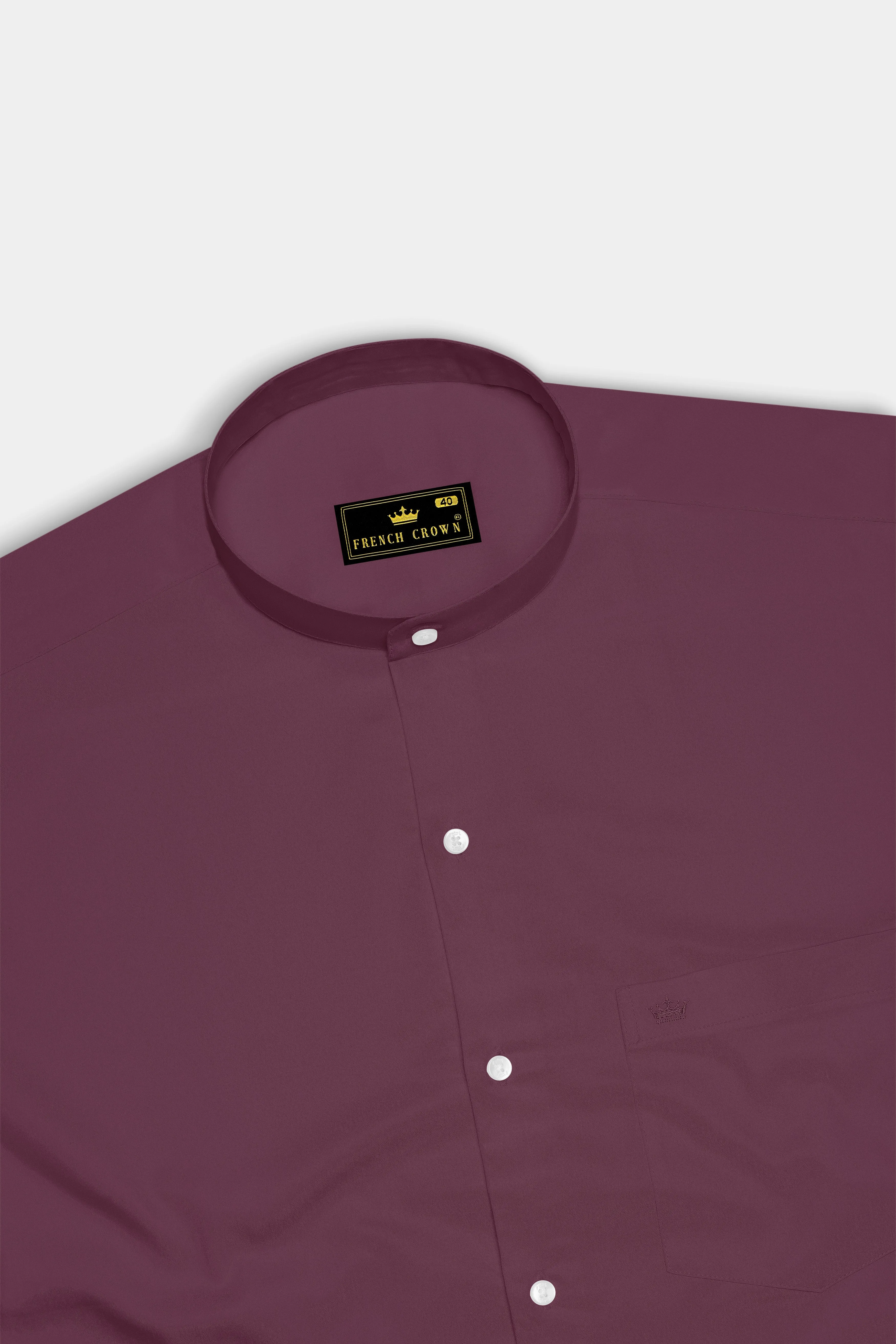 Auretus-Tuscan Pink Subtle Sheen Super Soft Premium Cotton Mandarin Dress Shirt sold by French Crown product image thumbnail 5