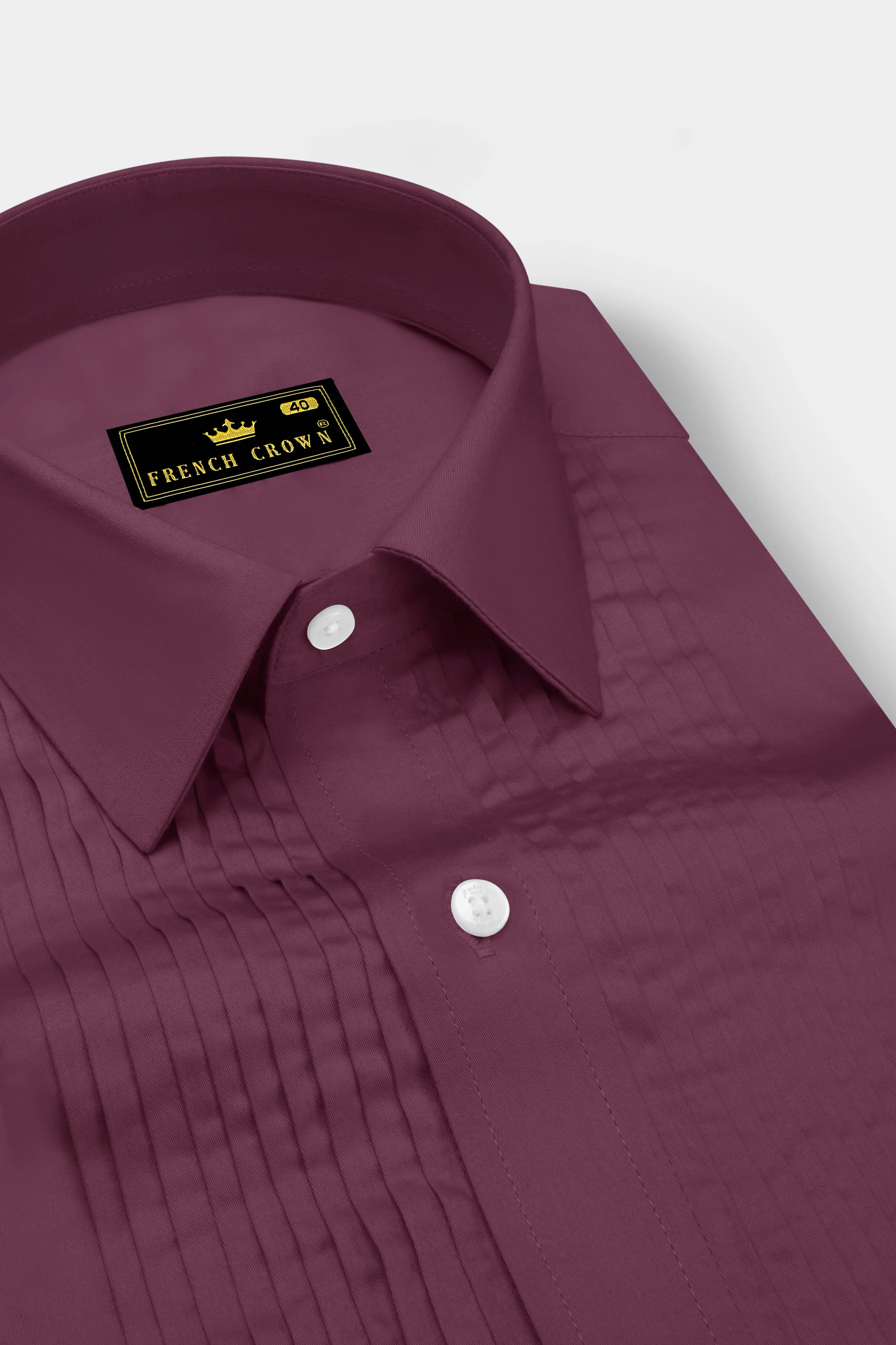 Auretus-Tuscan Pink Subtle Sheen Super Soft Premium Cotton Tuxedo Dress Shirt sold by French Crown product image thumbnail 4