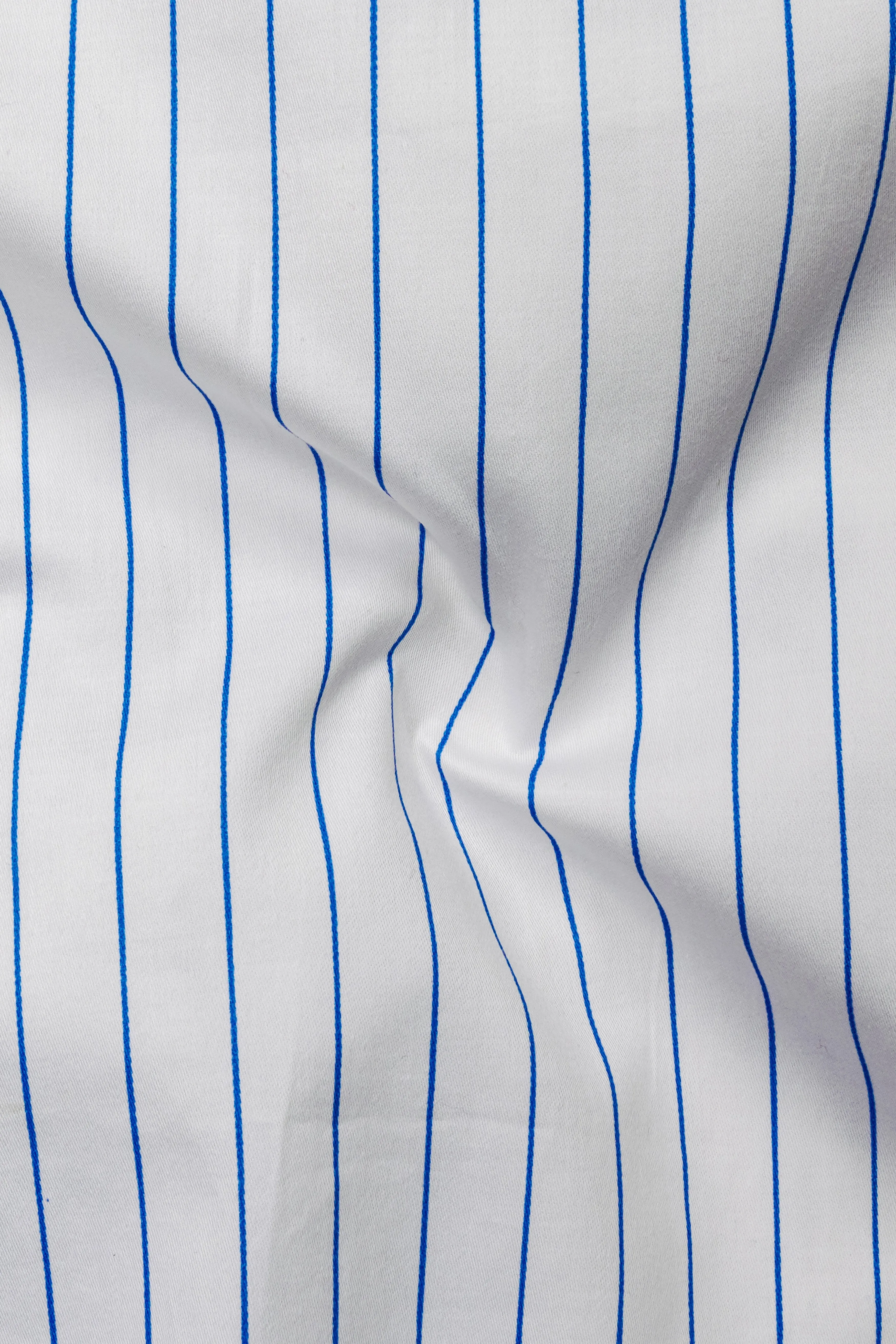 Azurline-Bright White And Havelock Blue Pin Striped Subtle Sheen Super Soft Premium Cotton Button Down Collar Dress Shirt sold by French Crown product image thumbnail 3