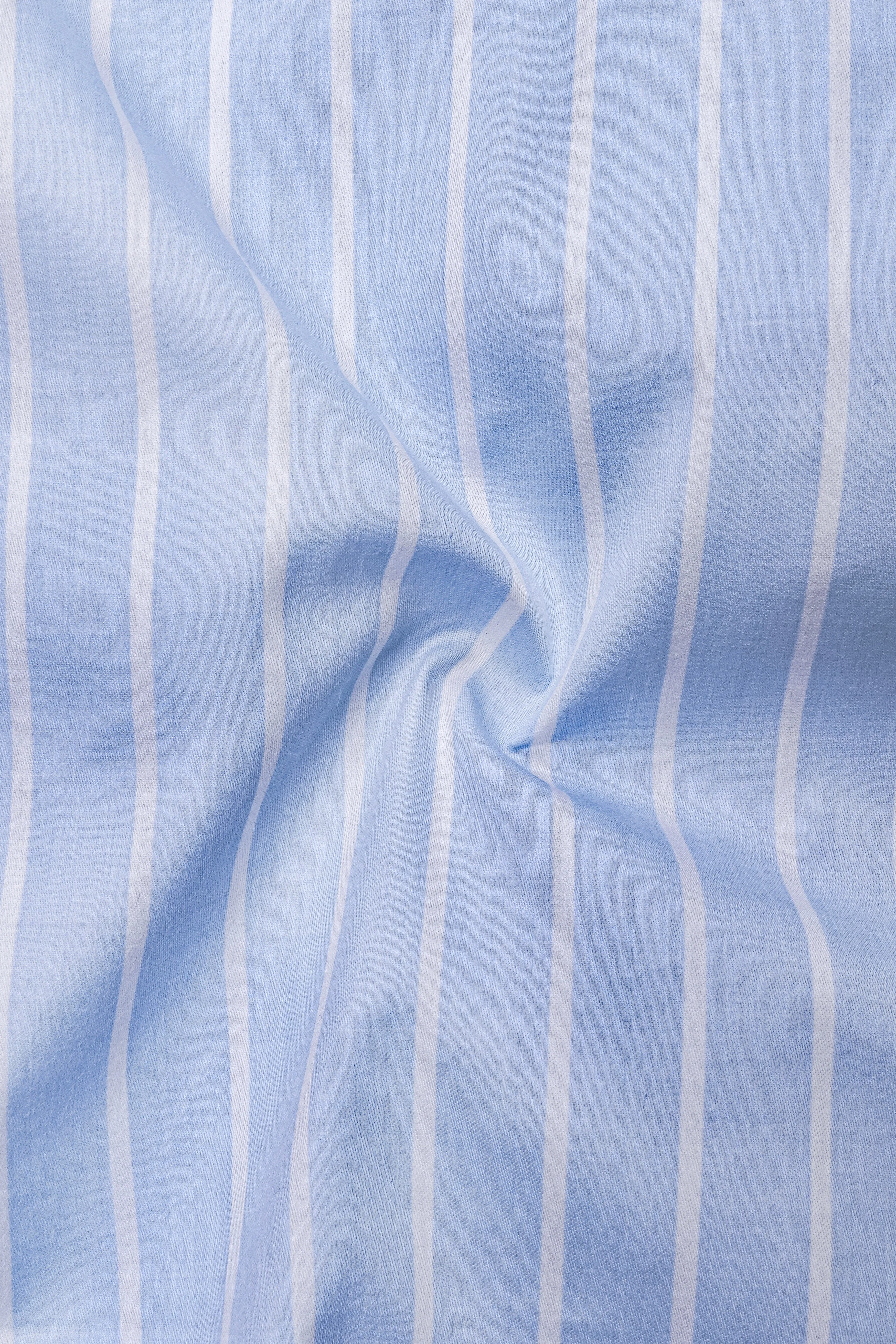 Celesto-Spindle Blue And Bright White Pin Striped Super Soft Premium Cotton Dress White Cuff Collar Shirt sold by French Crown product image thumbnail 3