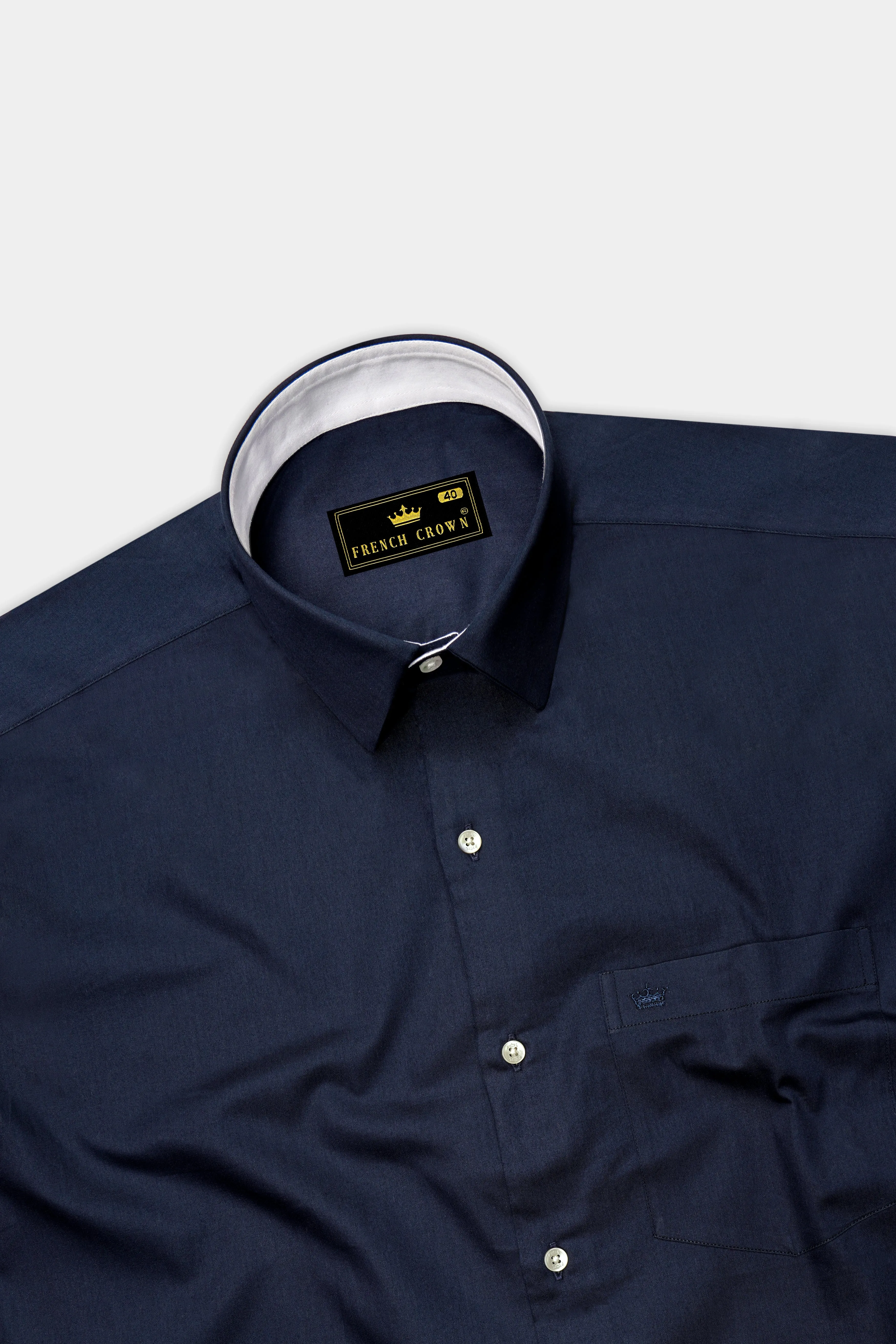 Bleunoir-Midnight Blue Subtle Sheen Super Soft Premium Dress Shirt sold by French Crown product image thumbnail 5