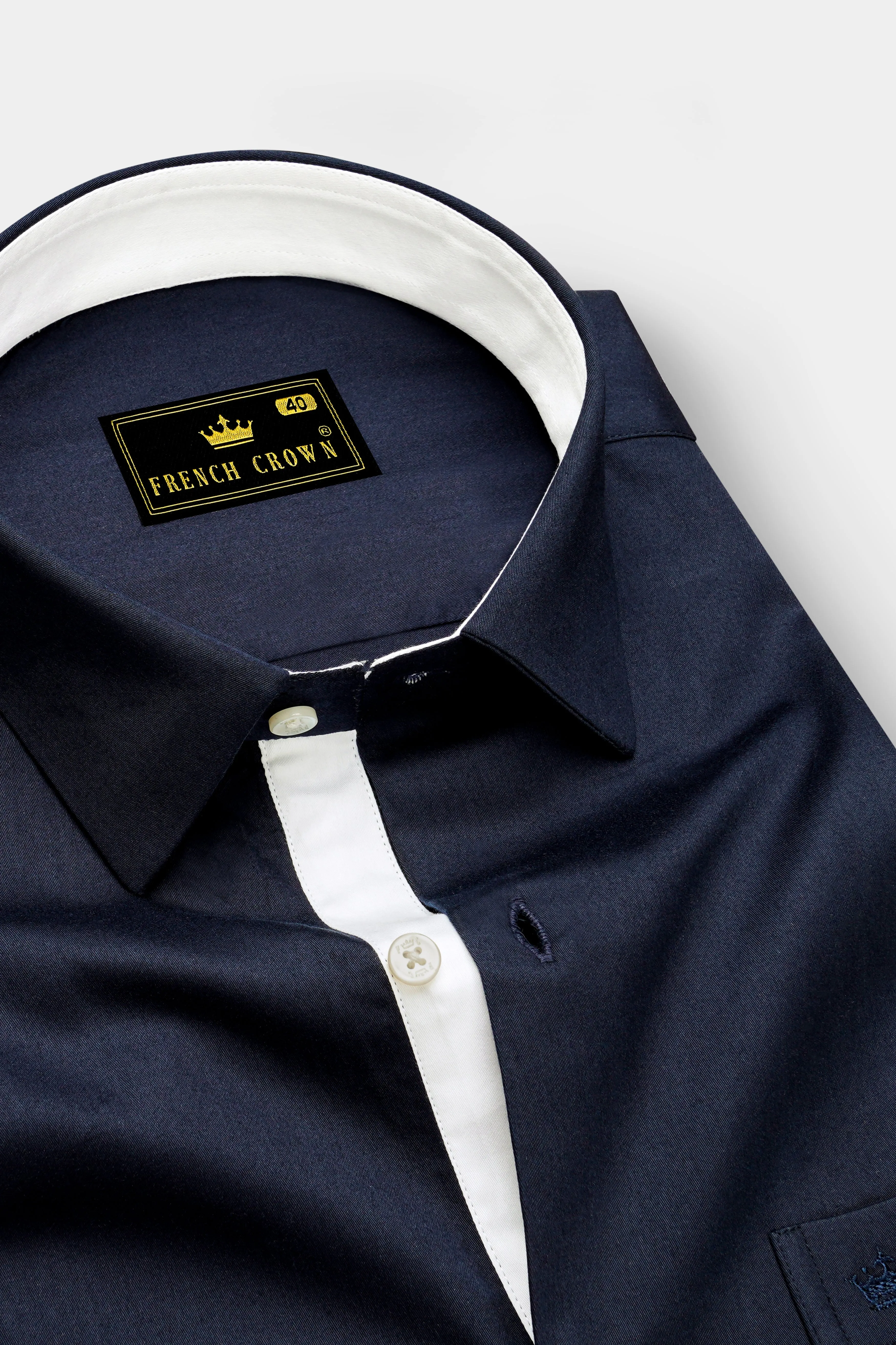 Bleunoir-Midnight Blue Subtle Sheen Super Soft Premium Dress Shirt sold by French Crown product image thumbnail 2
