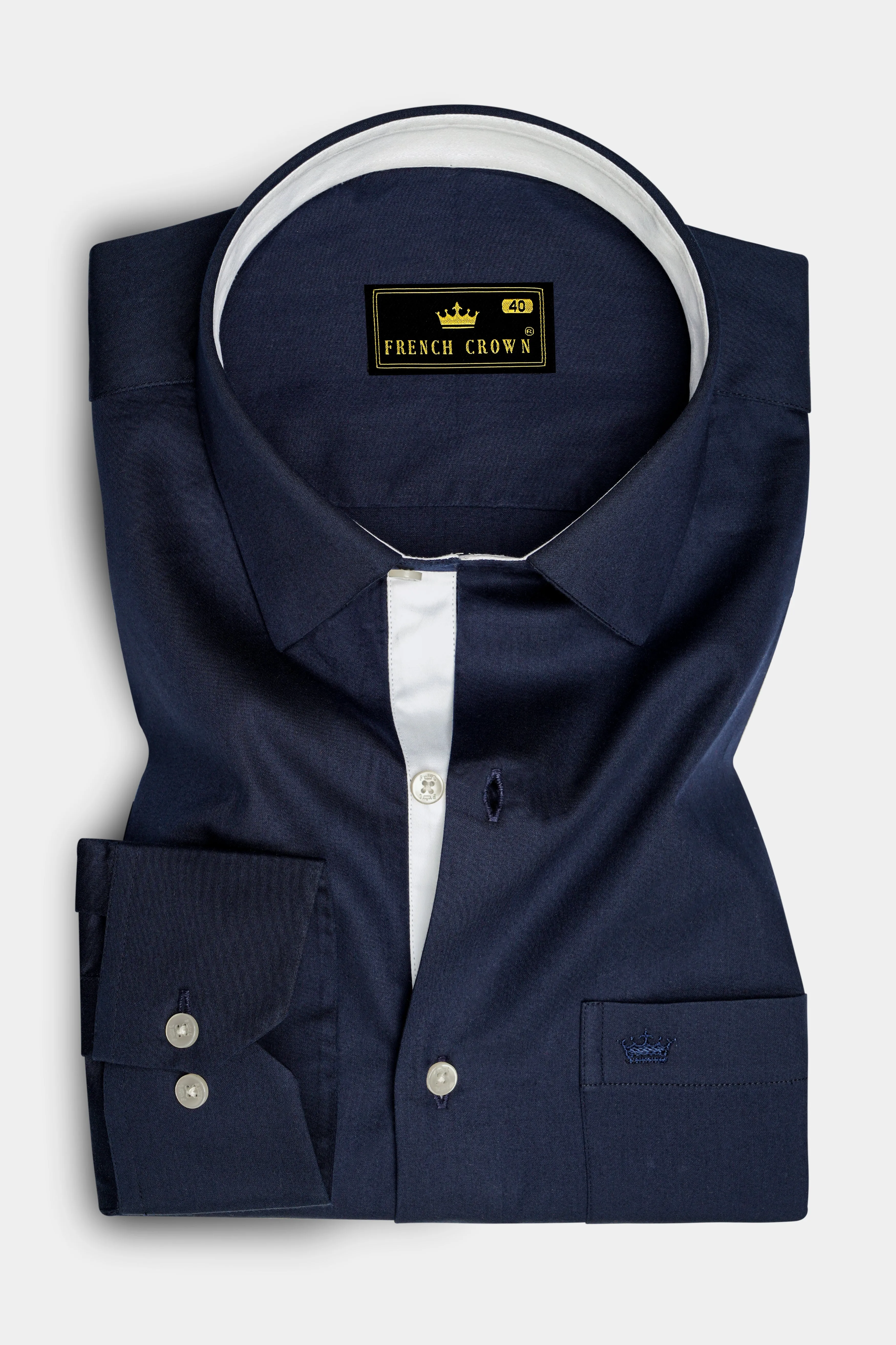 Bleunoir-Midnight Blue Subtle Sheen Super Soft Premium Dress Shirt sold by French Crown product image thumbnail 4