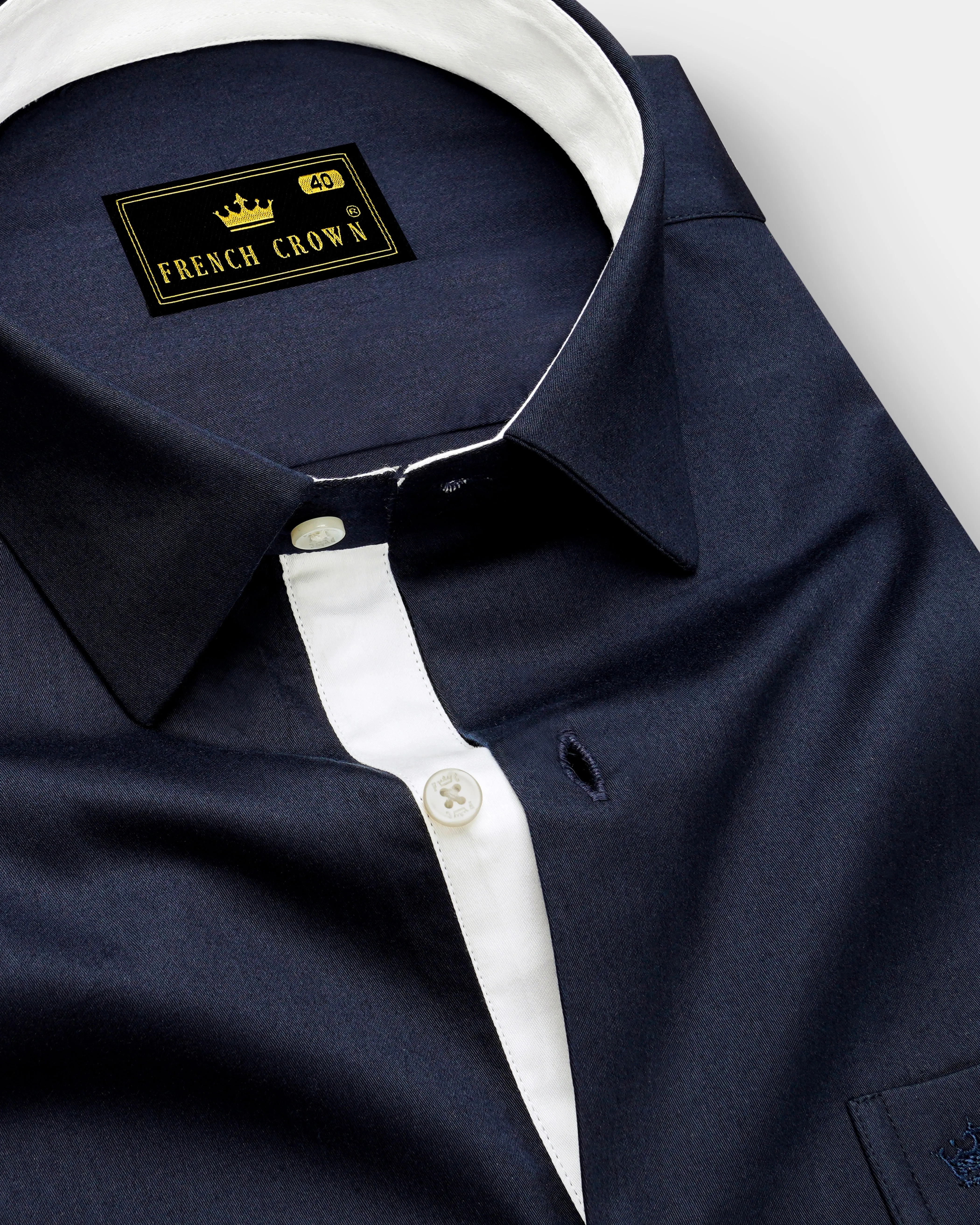 Bleunoir-Midnight Blue Subtle Sheen Super Soft Premium Dress Shirt sold by French Crown