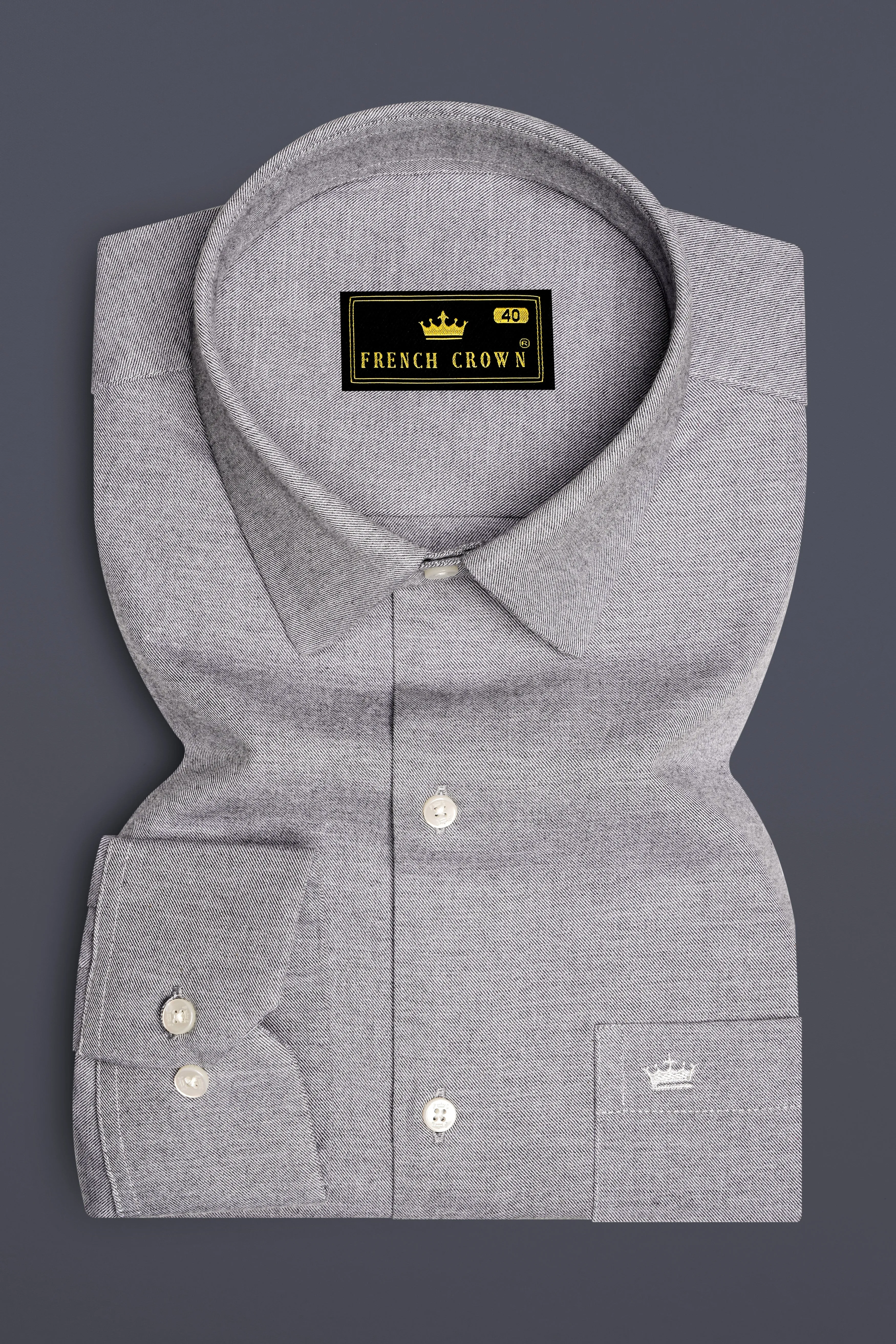 Grisport-Harbor Gray Textured Twill Premium Cotton Dress Shirt sold by French Crown product image thumbnail 4