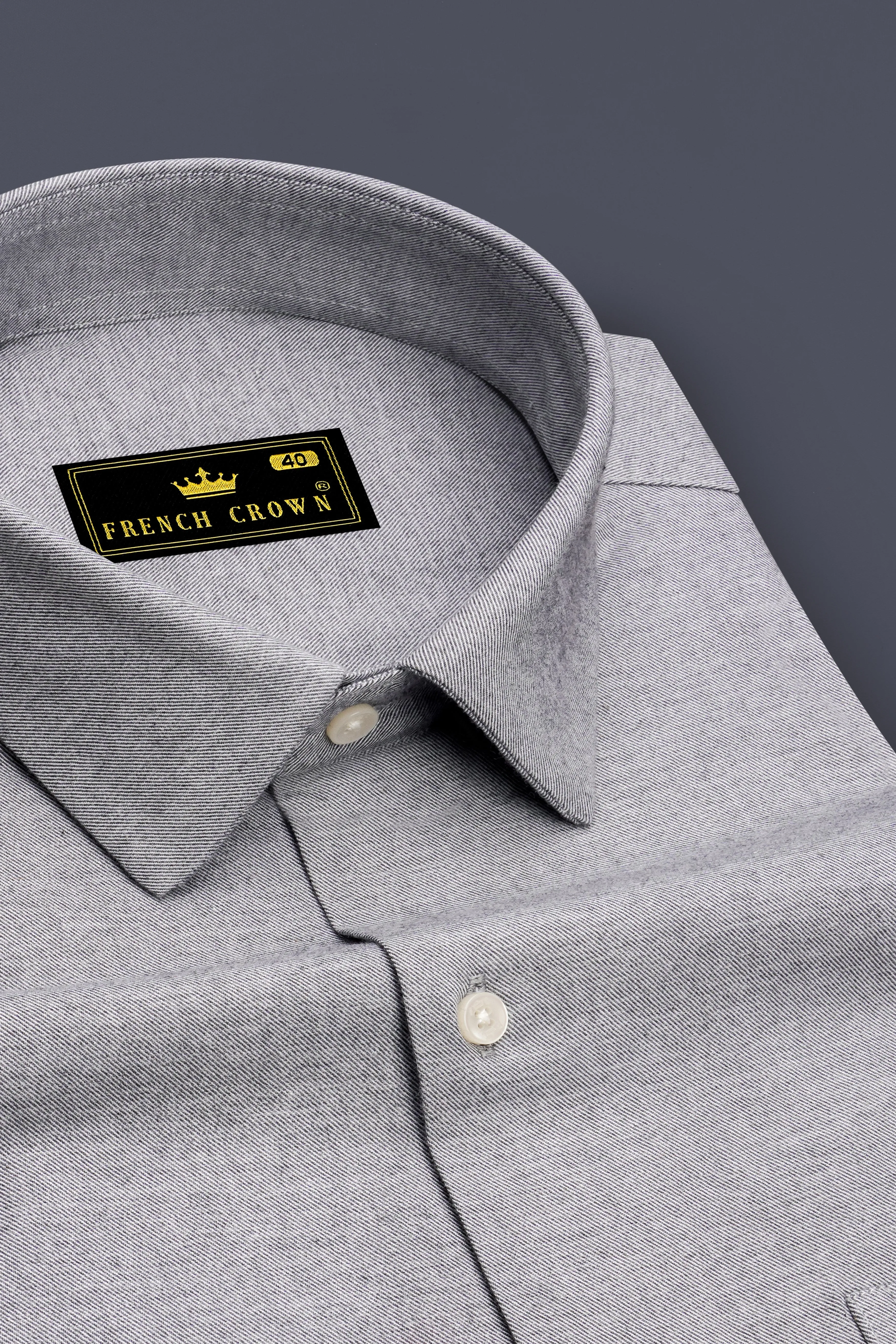 Grisport-Harbor Gray Textured Twill Premium Cotton Dress Shirt sold by French Crown product image thumbnail 2