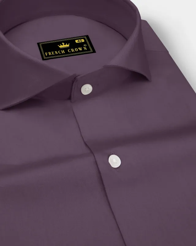 Mauvero-Taupe Purple Subtle Sheen Super Soft Premium Cotton Cut Away Collar Dress Shirt made by French Crown