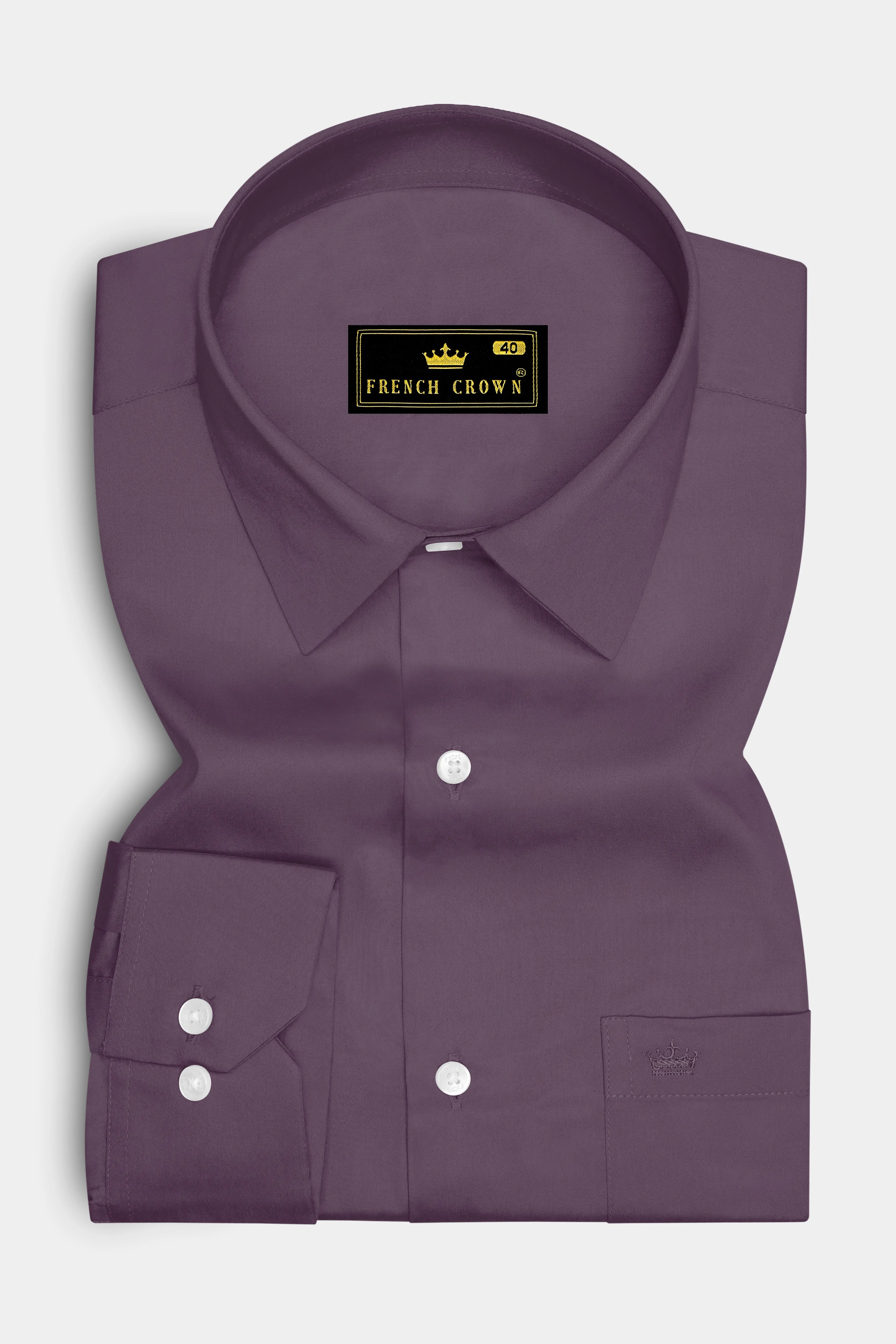 Mauvero-Taupe Purple Subtle Sheen Super Soft Premium Cotton Dress Shirt sold by French Crown product image thumbnail 4
