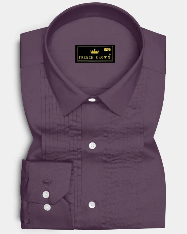 Mauvero-Taupe Purple Subtle Sheen Super Soft Premium Cotton Tuxedo Dress Shirt made by French Crown