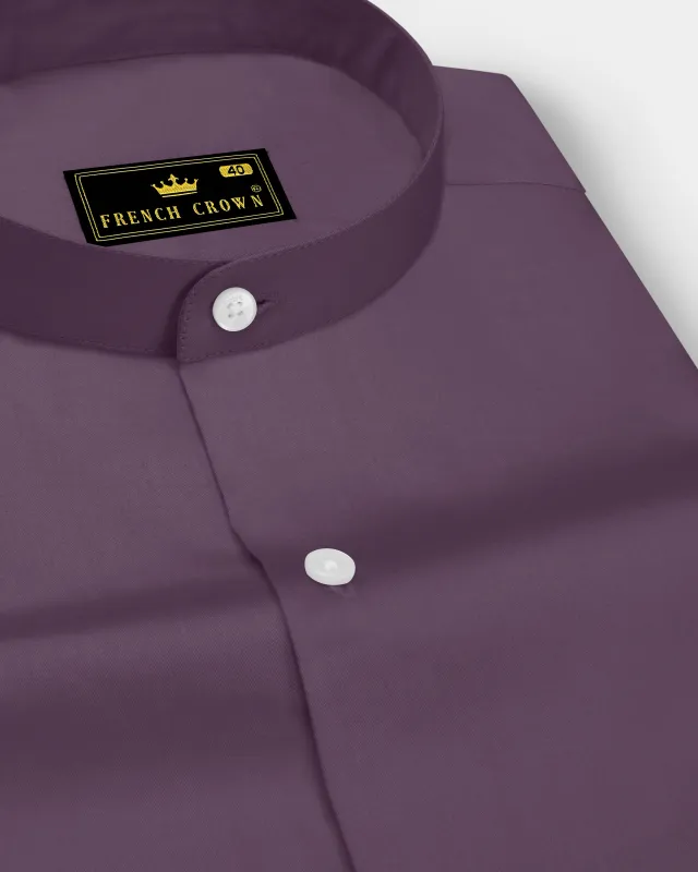 Mauvero-Taupe Purple Subtle Sheen Super Soft Premium Cotton Mandarin Dress Shirt sold by French Crown