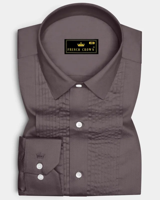 Umbero-Wenge Brown Subtle Sheen Super Soft Premium Cotton Tuxedo Dress Shirt sold by French Crown