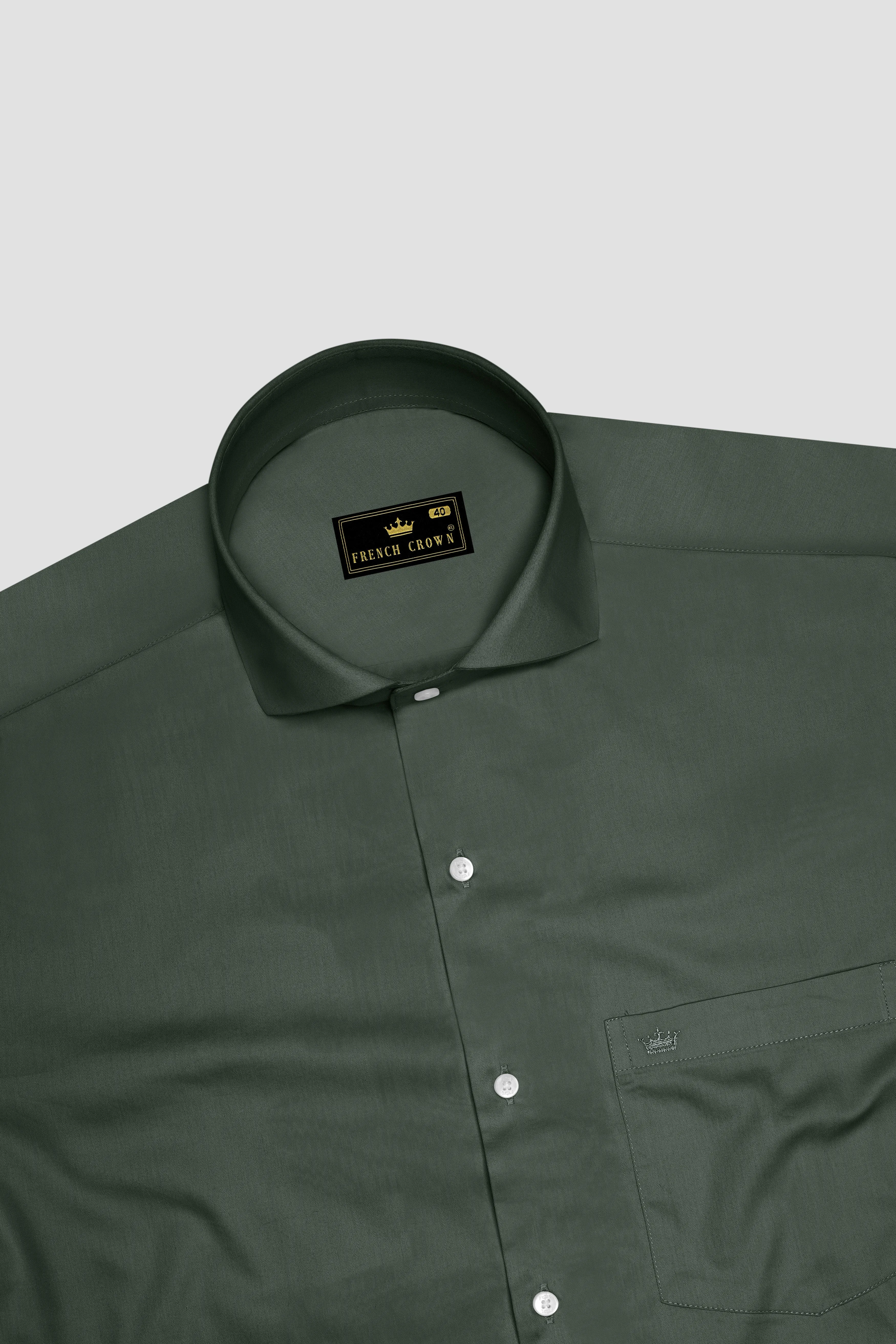 Sylvoro-Nandor Green Subtle Sheen Super Soft Premium Cotton Cut Away Collar Dress Shirt sold by French Crown product image thumbnail 5