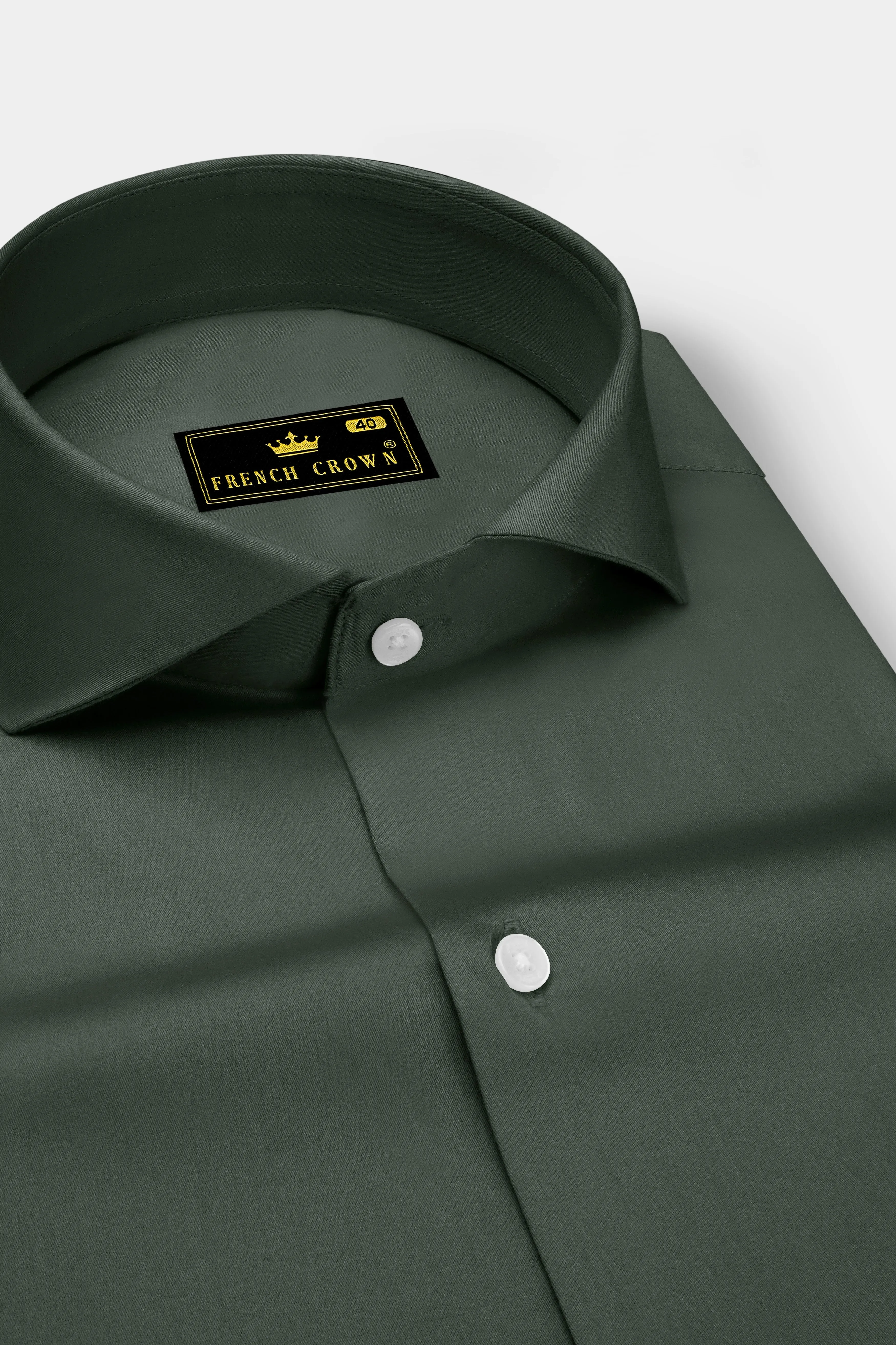 Sylvoro-Nandor Green Subtle Sheen Super Soft Premium Cotton Cut Away Collar Dress Shirt sold by French Crown product image thumbnail 2