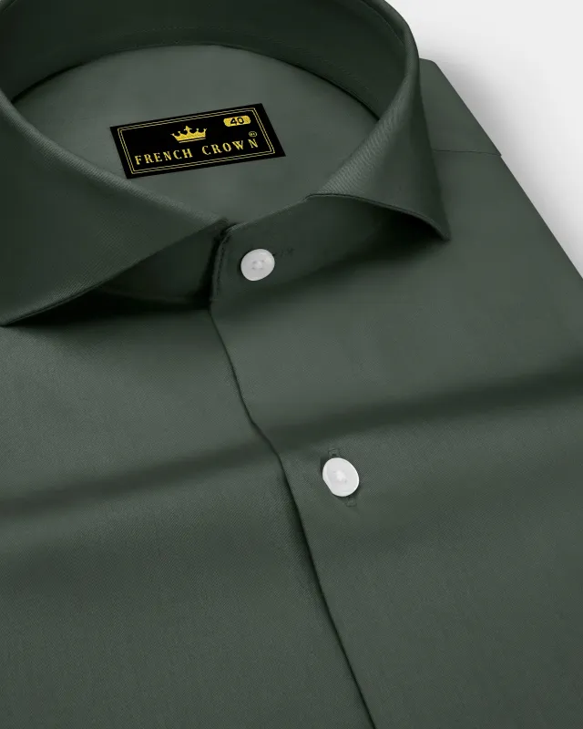 Sylvoro-Nandor Green Subtle Sheen Super Soft Premium Cotton Cut Away Collar Dress Shirt sold by French Crown
