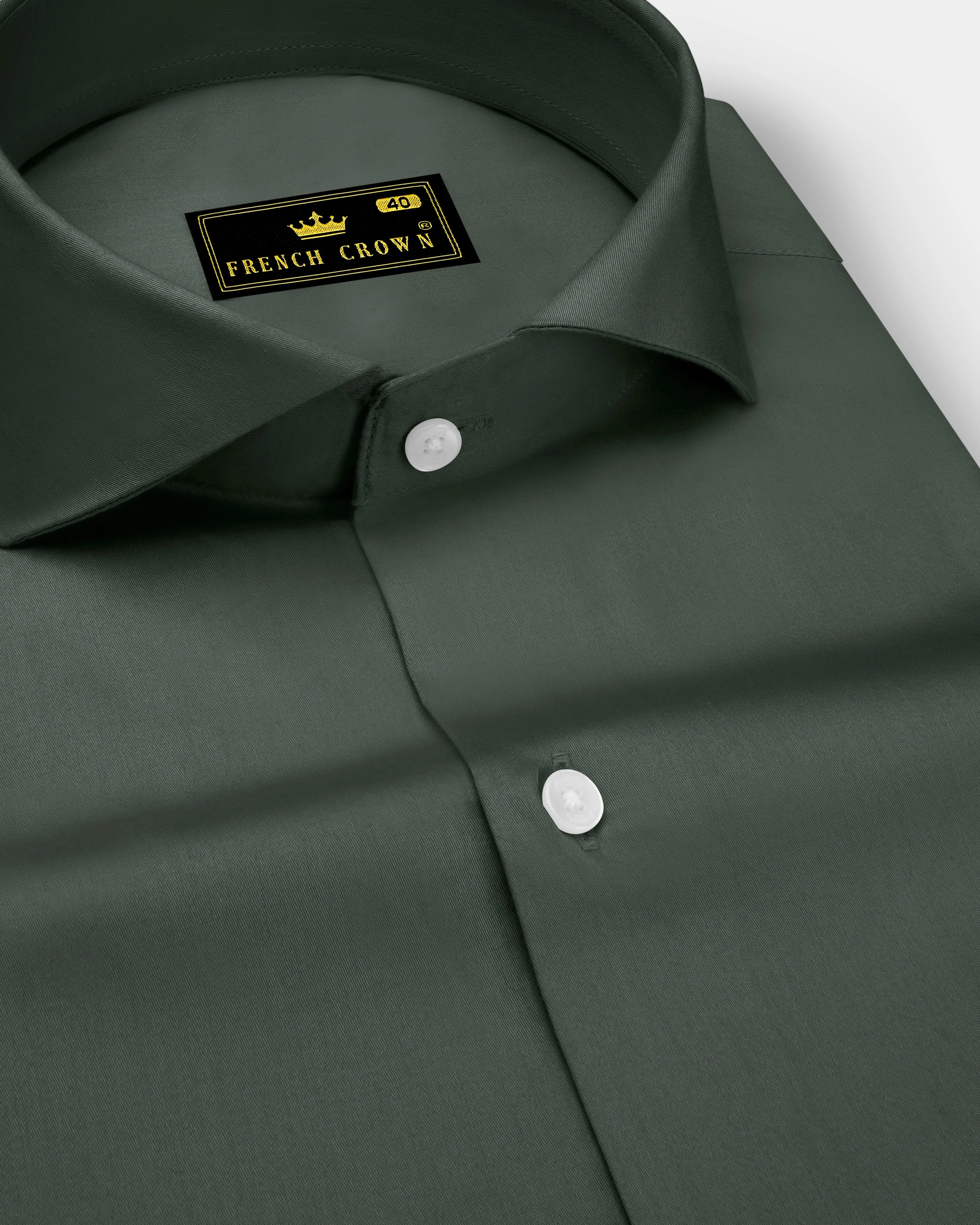 Sylvoro-Nandor Green Subtle Sheen Super Soft Premium Cotton Cut Away Collar Dress Shirt sold by French Crown