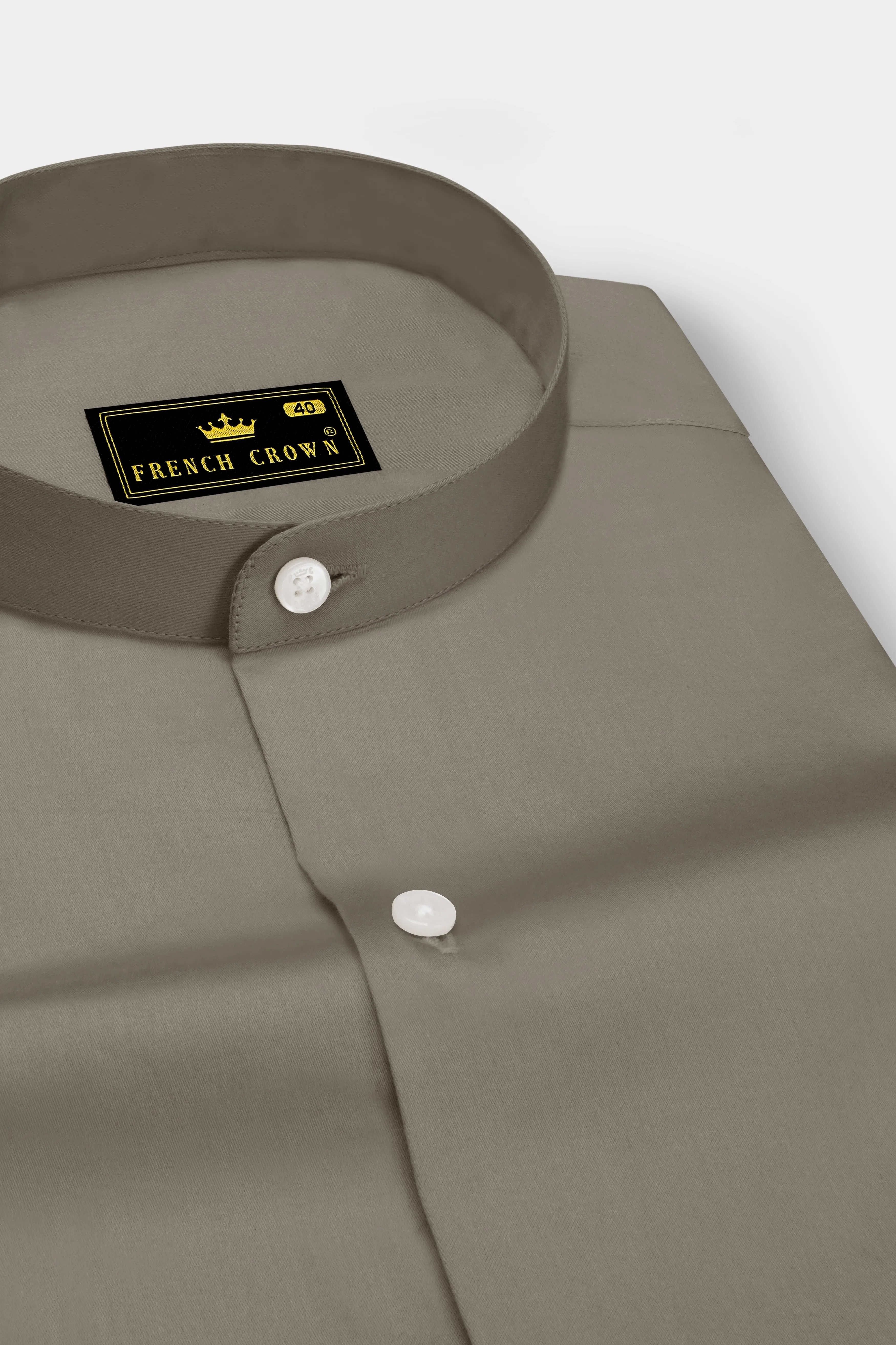 Argento-Makara Gray Subtle Sheen Super Soft Premium Cotton Mandarin Dress Shirt sold by French Crown product image thumbnail 2