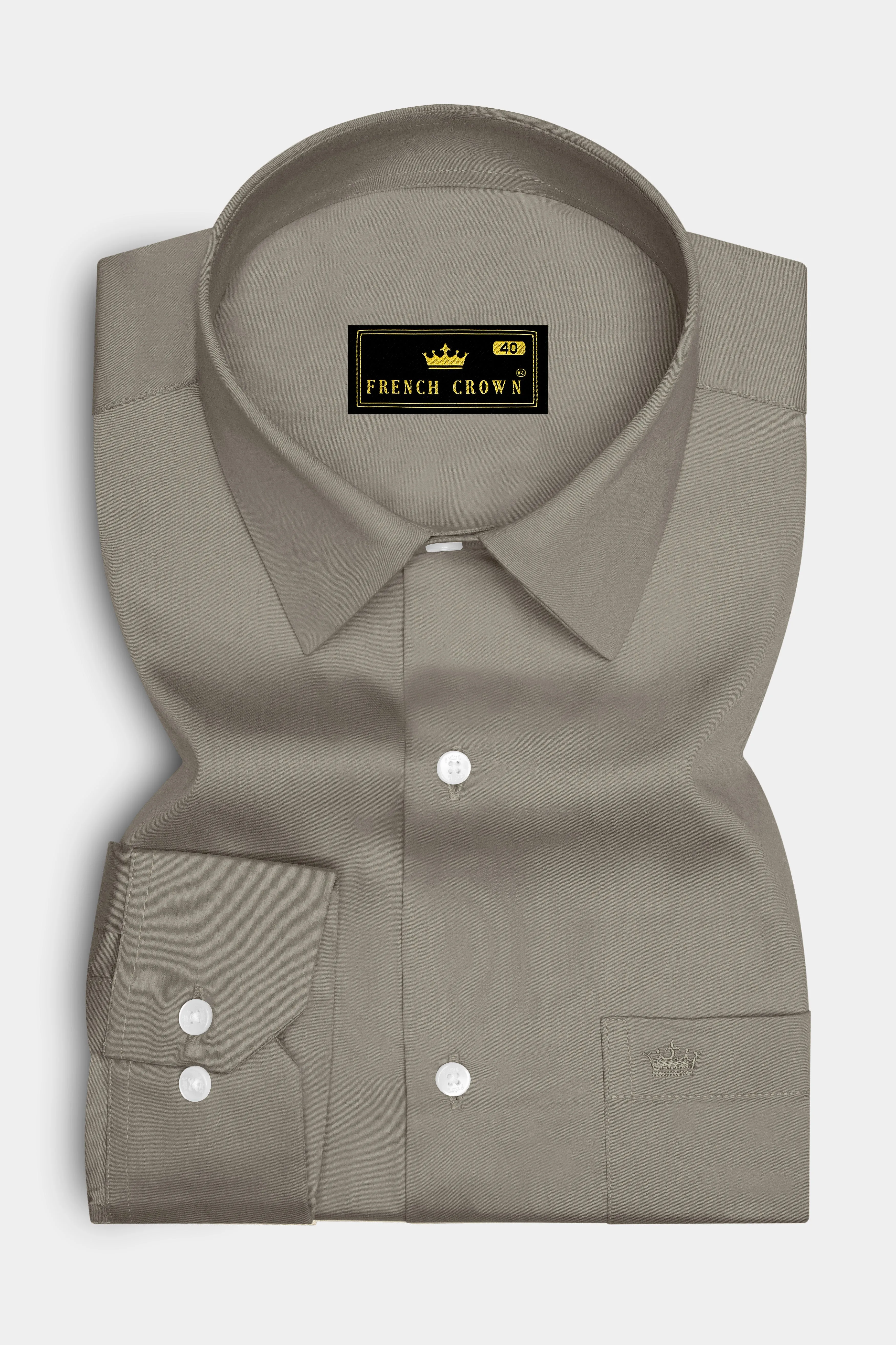 Argento-Makara Gray Subtle Sheen Super Soft Premium Cotton Dress Shirt sold by French Crown product image thumbnail 4