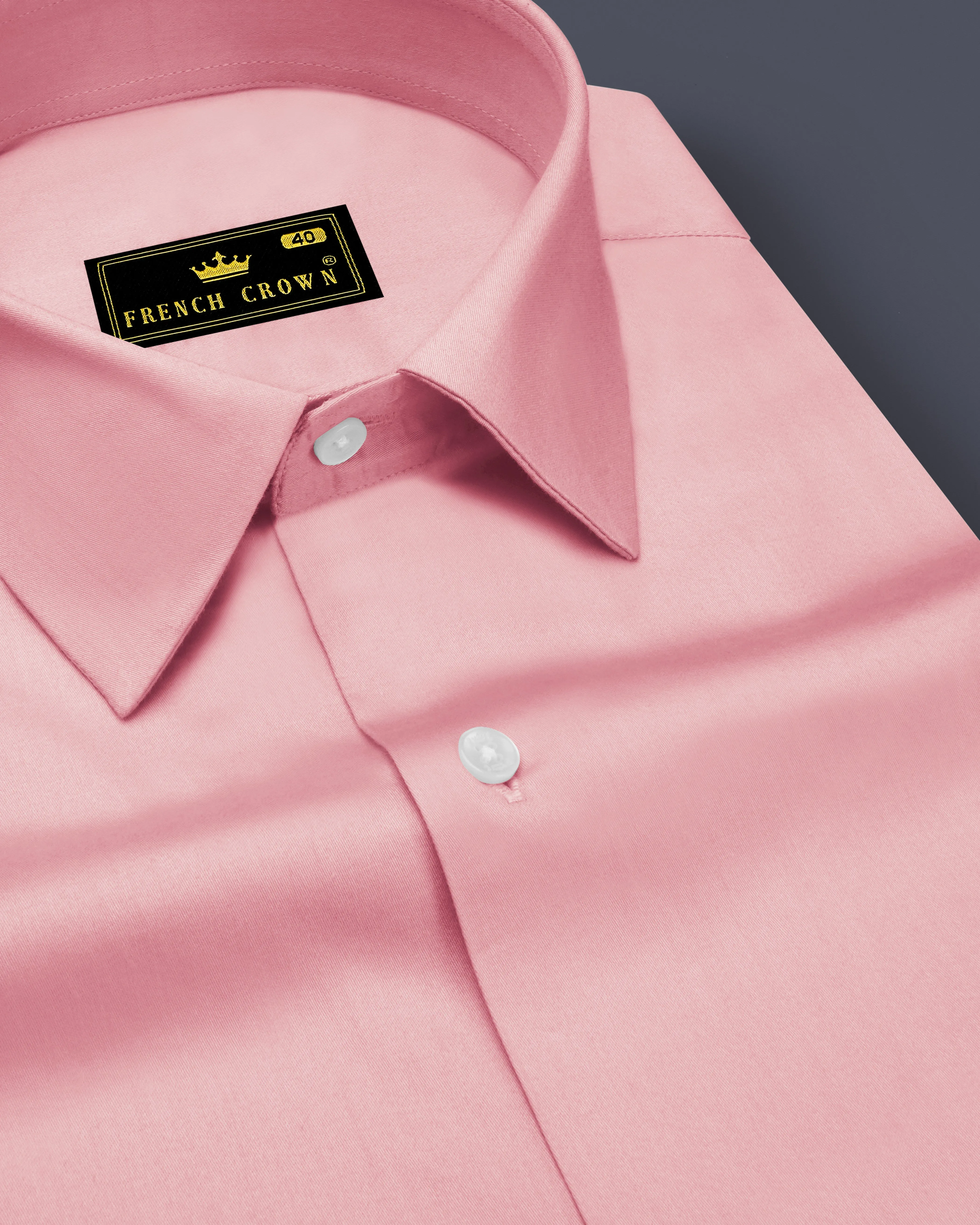 Rosavon-Blossom Pink Subtle Sheen Super Soft Premium Cotton Dress Shirt sold by French Crown
