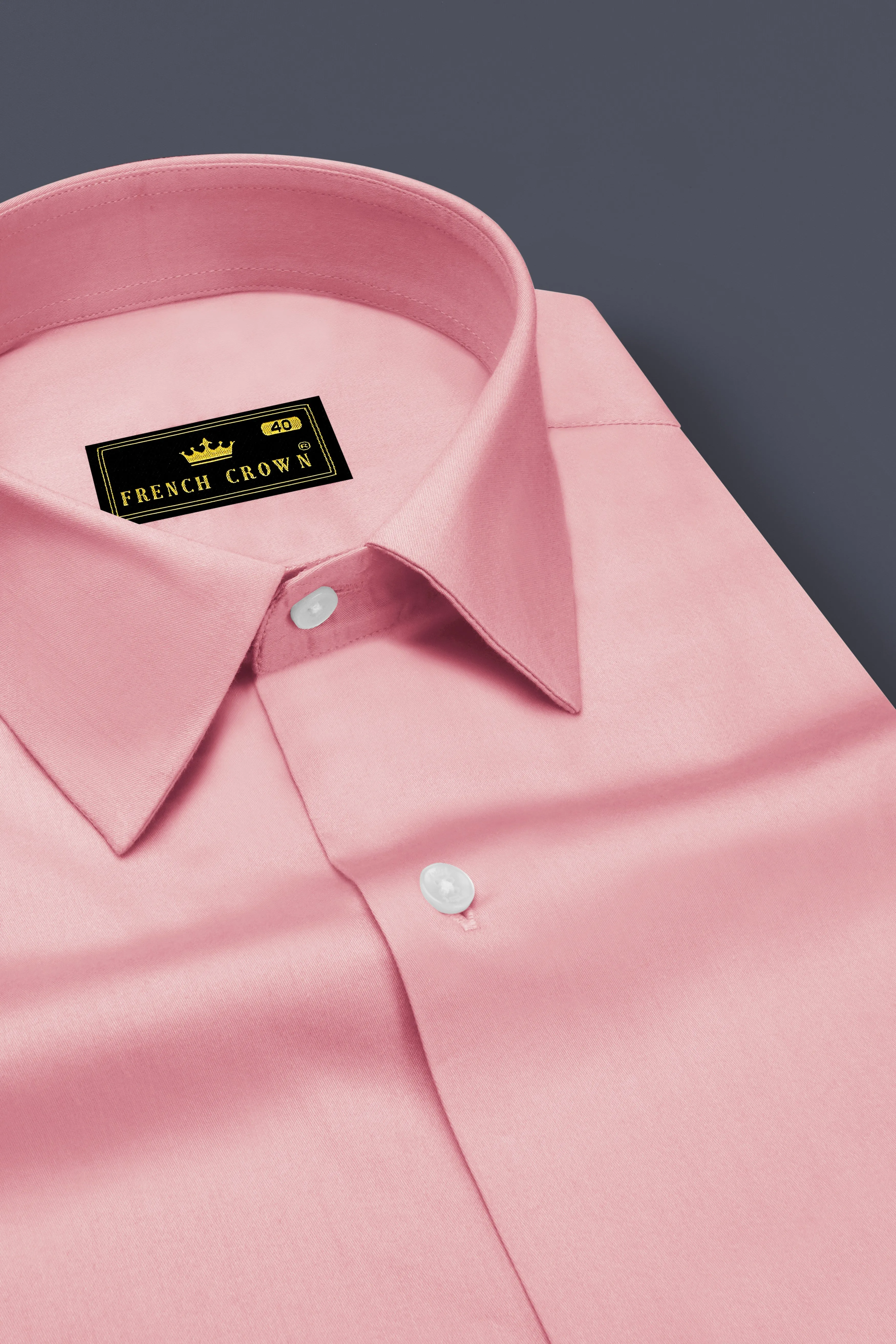 Rosavon-Blossom Pink Subtle Sheen Super Soft Premium Cotton Dress Shirt sold by French Crown product image thumbnail 2