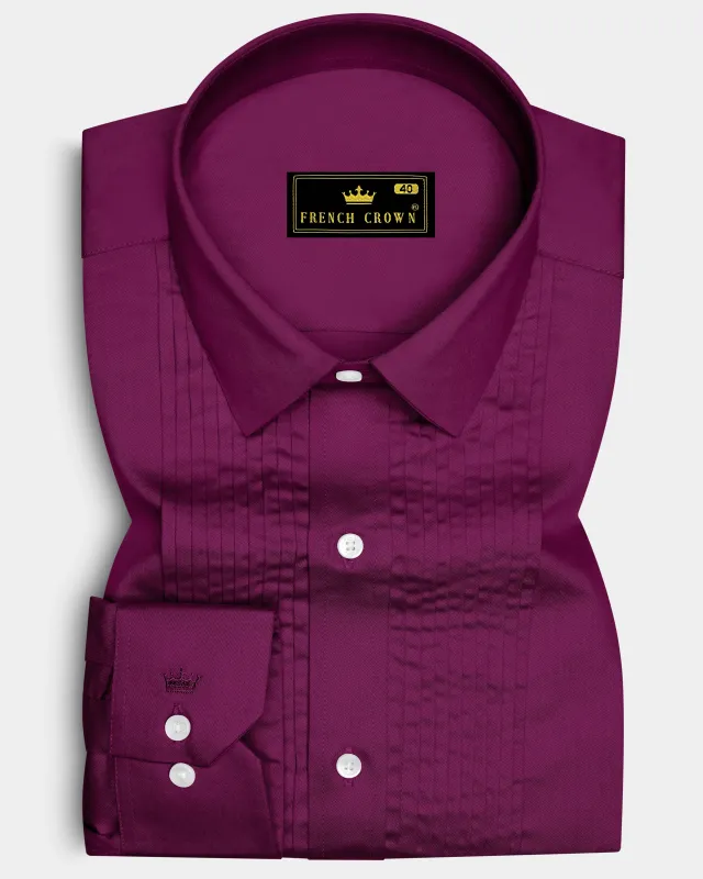 Regalis-Grape Purple Subtle Sheen Super Soft Premium Cotton Tuxedo Dress Shirt made by French Crown