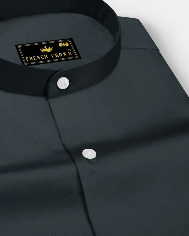 Nocturo-Charcoal Gray Subtle Sheen Super Soft Premium Cotton Mandarin Dress Shirt sold by French Crown