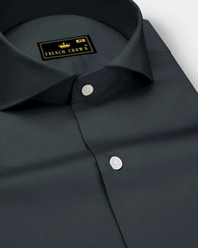 Nocturo-Charcoal Gray Subtle Sheen Super Soft Premium Cotton Cut Away Collar Dress Shirt sold by French Crown